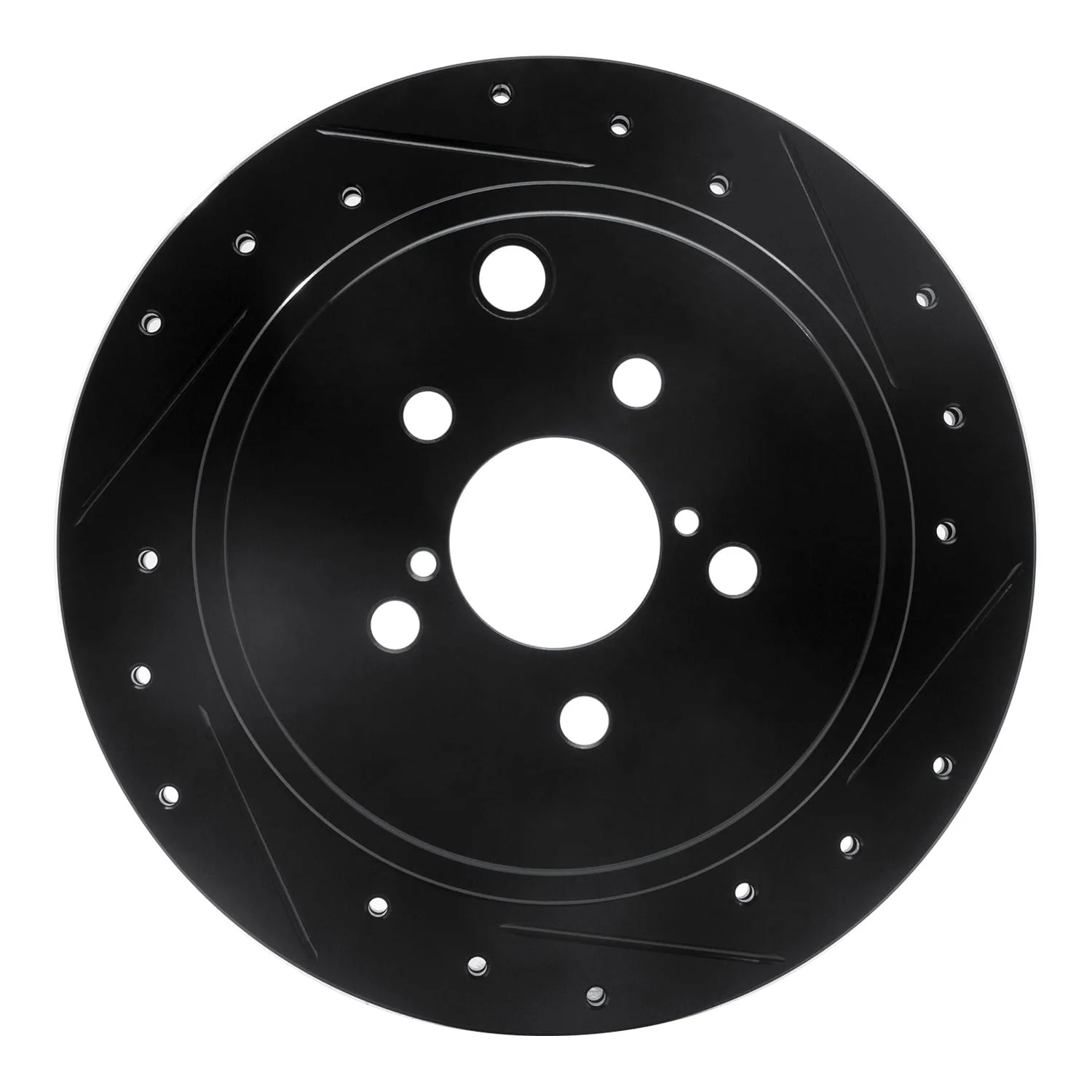 R1 Concepts 10-25 Scion FR-S Rear Right Drilled & Slotted Black Brake Rotor