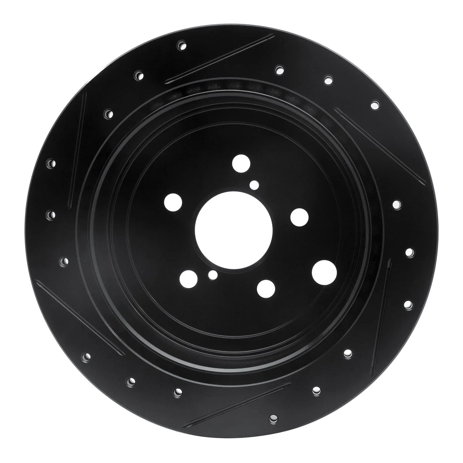 R1 Concepts 10-25 Scion FR-S Rear Right Drilled & Slotted Black Brake Rotor - Image 2