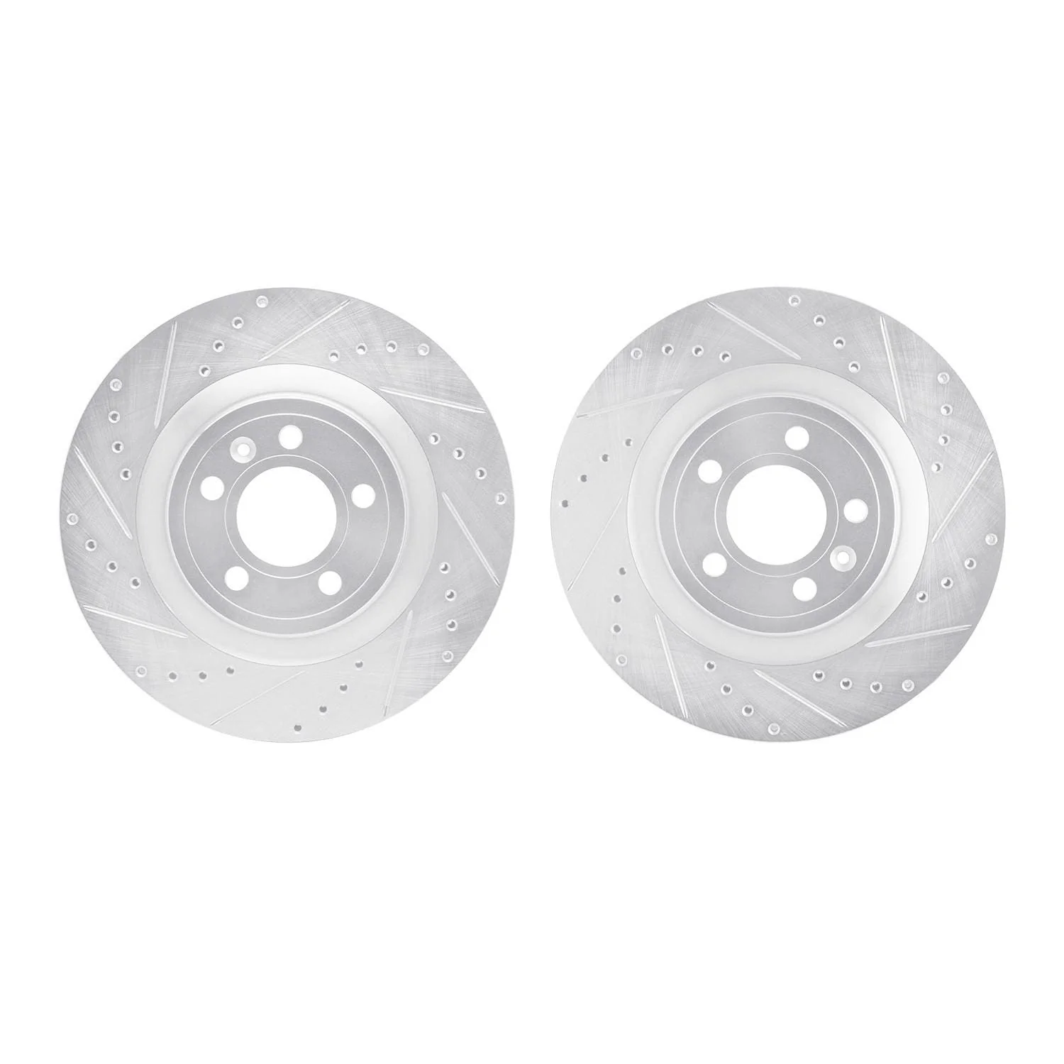 R1 Concepts 11-14 Ford Mustang Front Drilled & Slotted Silver Brake Rotor Set