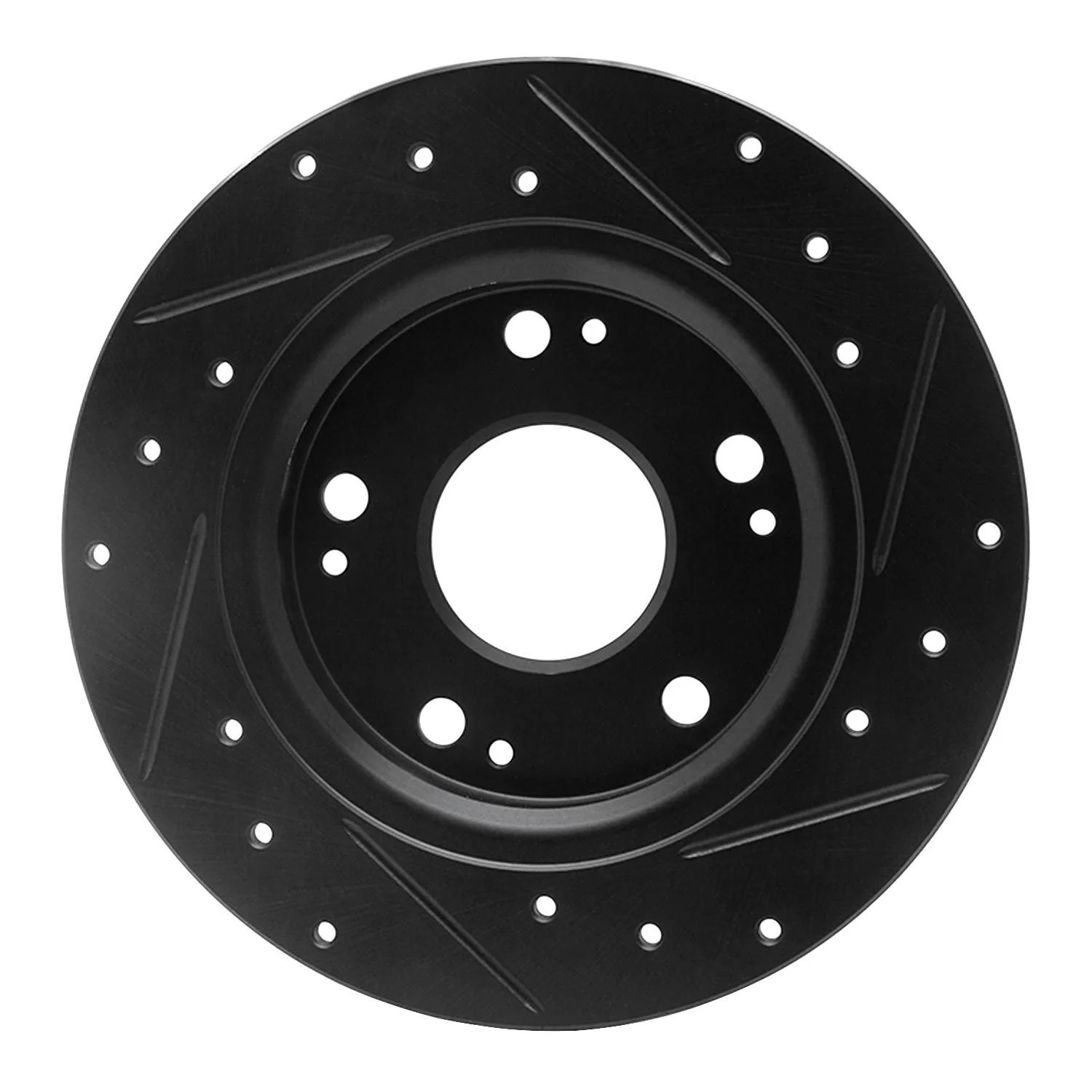 R1 Concepts 11-15 Honda CR-Z Rear Left Drilled & Slotted Black Brake Rotor - Image 2