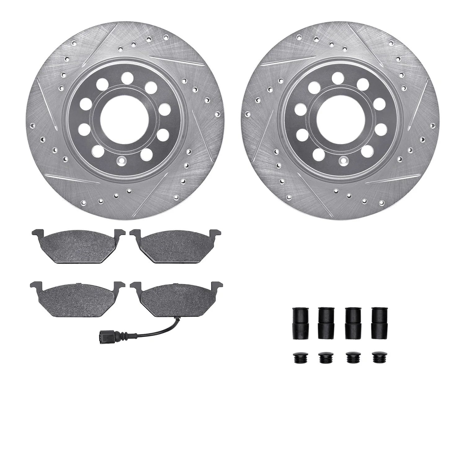 R1 Concepts 11-15 Volkswagen Jetta Front Drill/Slot Silver Rotors w/Optimum Pads