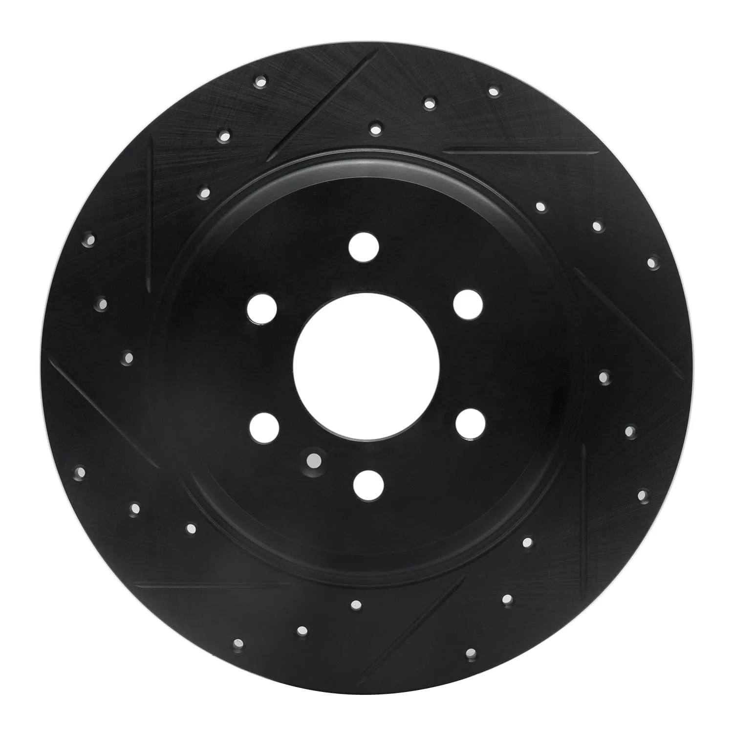 R1 Concepts 11-15 VPG MV-1 Rear Left Drilled & Slotted Black Brake Rotor