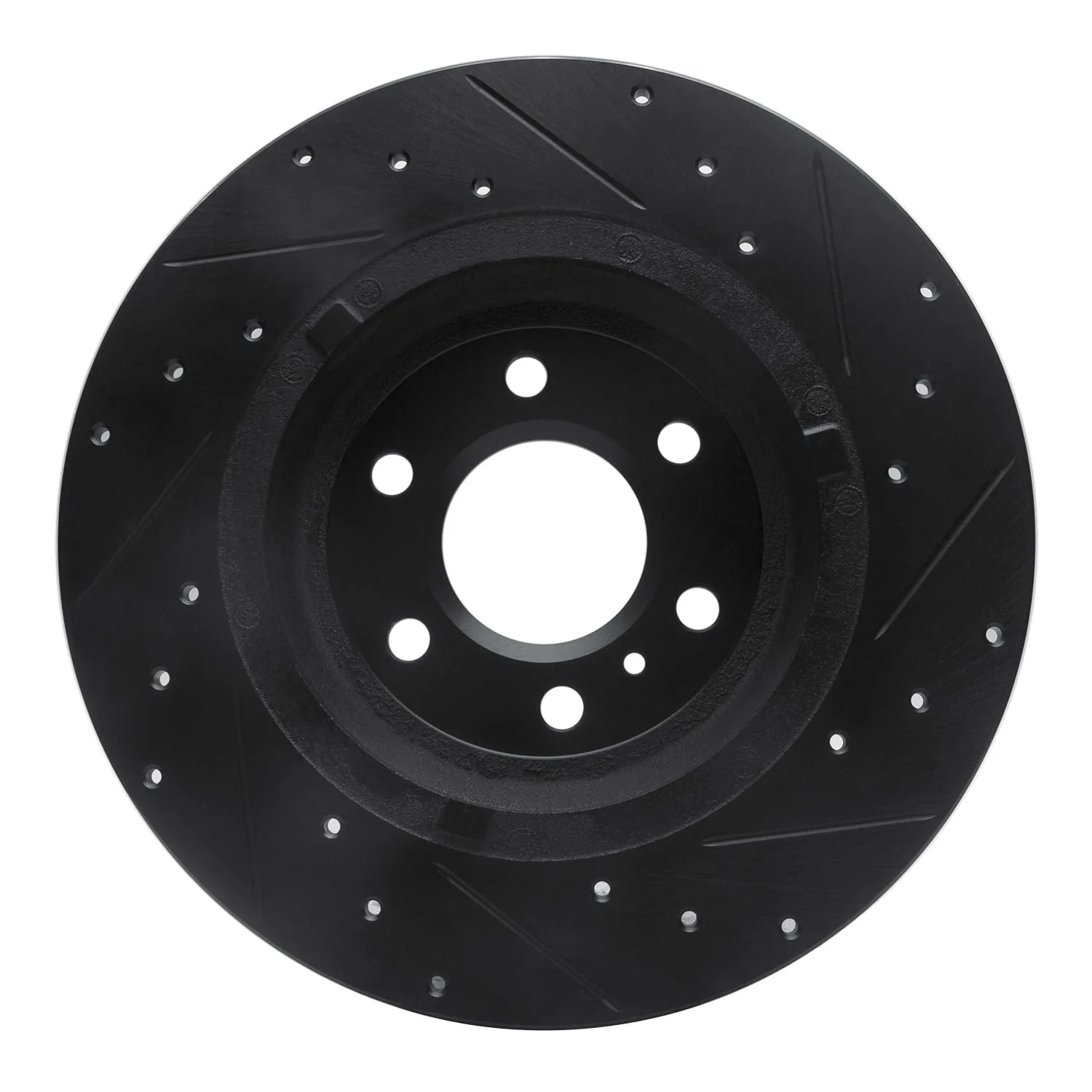 R1 Concepts 11-15 VPG MV-1 Rear Left Drilled & Slotted Black Brake Rotor - Image 2
