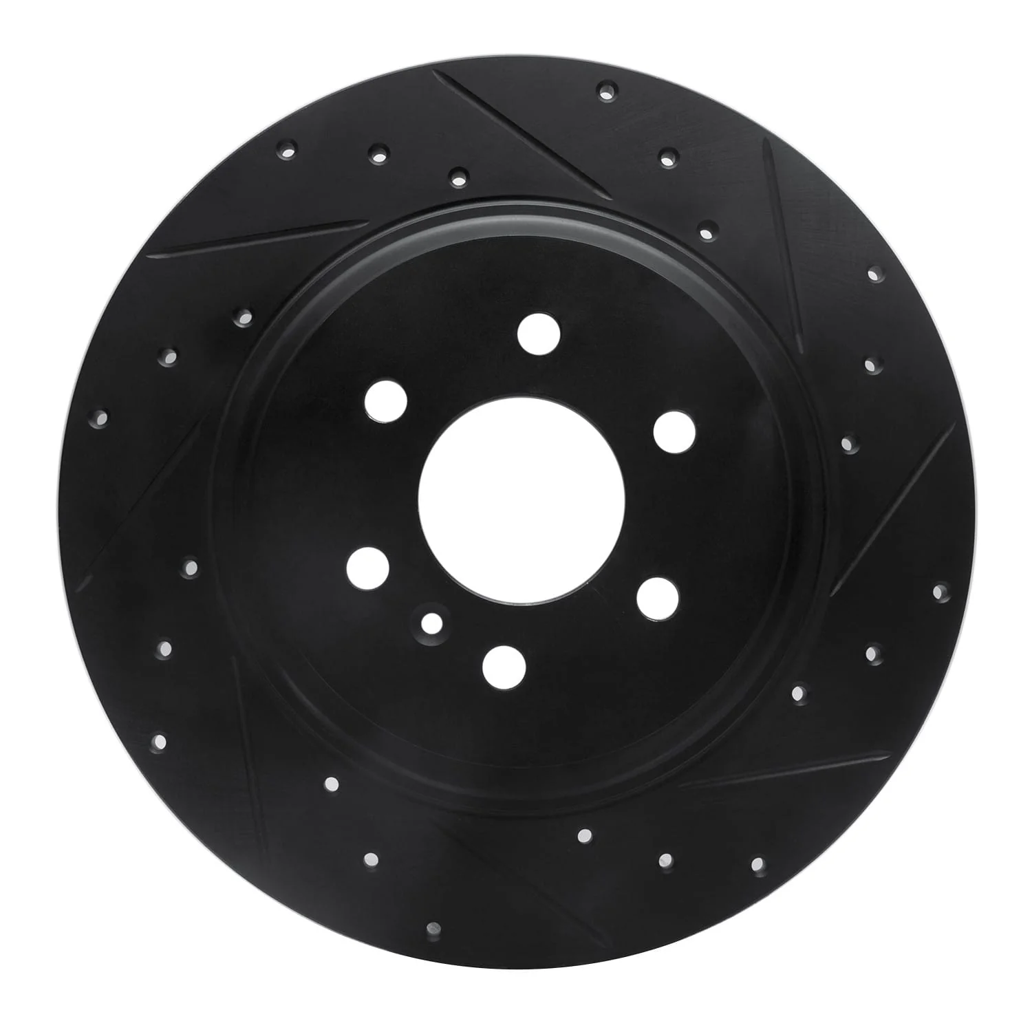 R1 Concepts 11-15 VPG MV-1 Rear Right Drilled & Slotted Black Brake Rotor