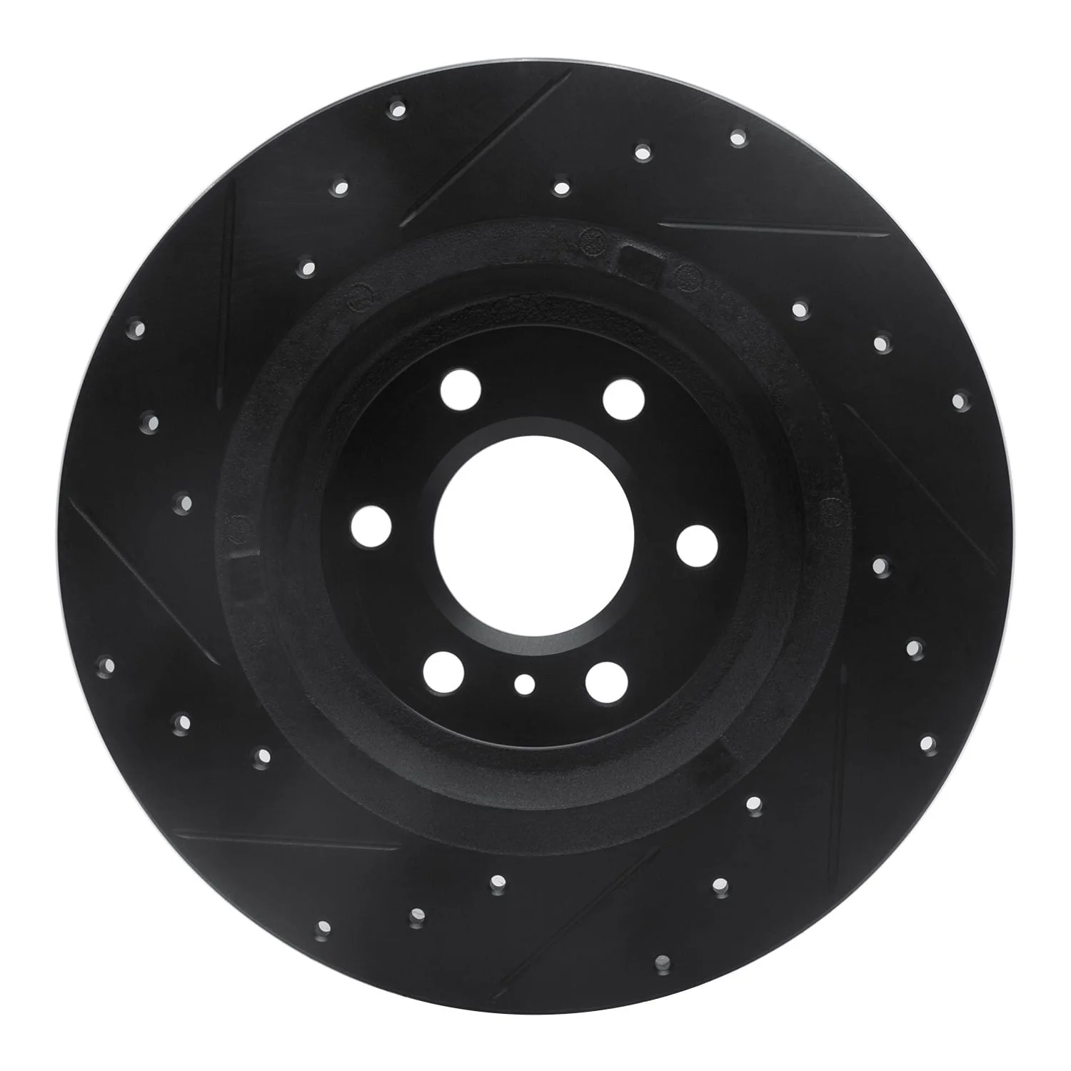 R1 Concepts 11-15 VPG MV-1 Rear Right Drilled & Slotted Black Brake Rotor - Image 2
