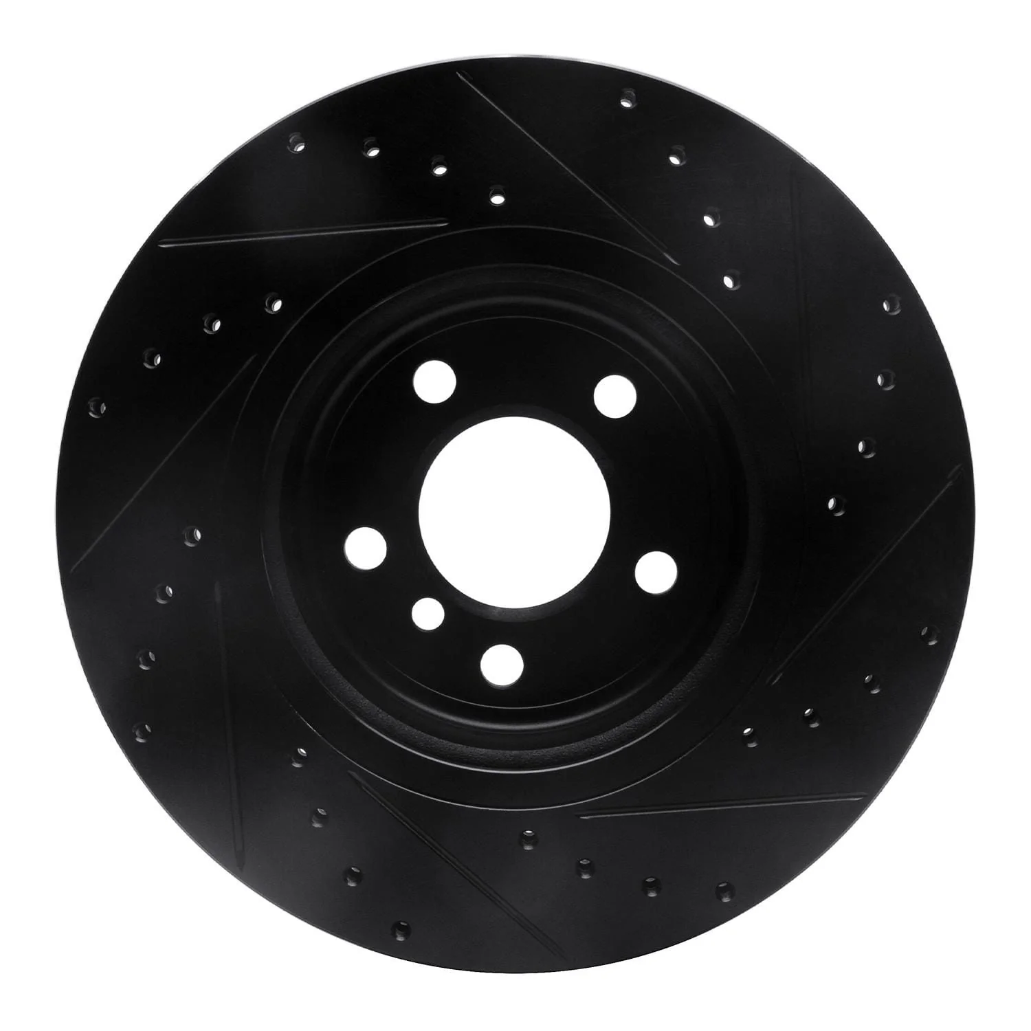 R1 Concepts 11-16 BMW 528I xDrive Front Left Drilled & Slotted Black Brake Rotor - Image 2