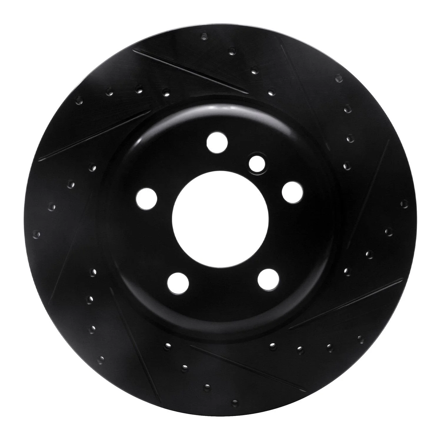 R1 Concepts 11-16 BMW 528I xDrive Front Right Drilled & Slotted Black Brake Rotor