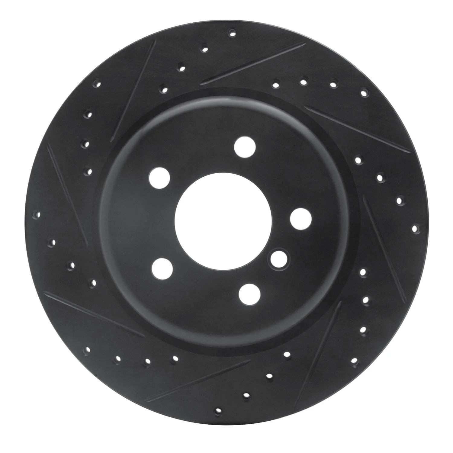 R1 Concepts 11-16 BMW 535I Rear Left Drilled & Slotted Black Brake Rotor