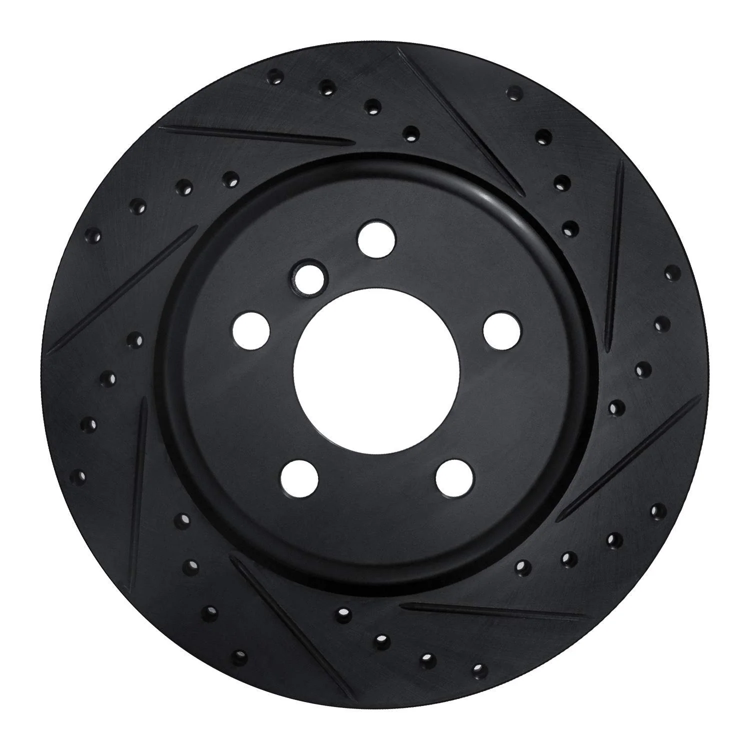 R1 Concepts 11-16 BMW 535I Rear Right Drilled & Slotted Black Brake Rotor