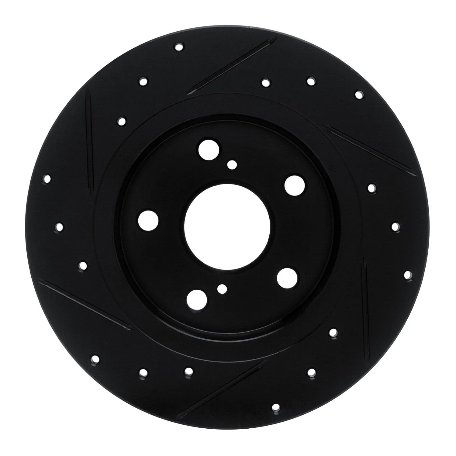 R1 Concepts 11-16 Scion TC Rear Right Drilled & Slotted Black Brake Rotor - Image 2