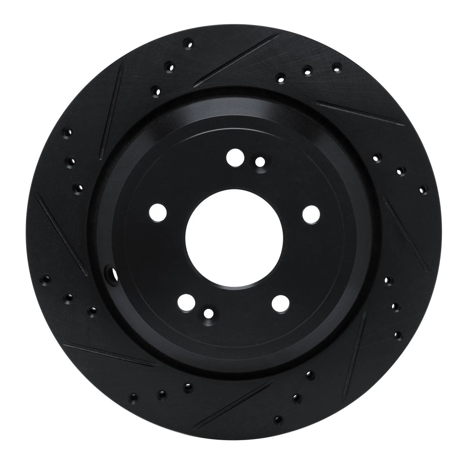 R1 Concepts 11-17 Hyundai Equus Rear Left Drilled & Slotted Black Brake Rotor