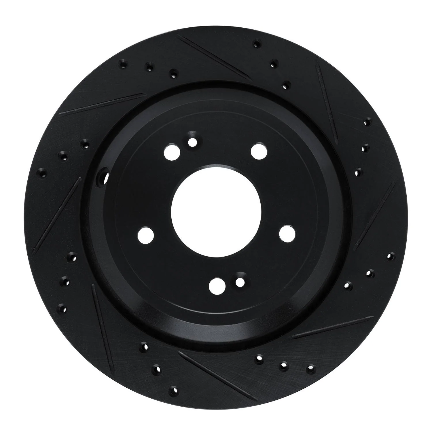 R1 Concepts 11-17 Hyundai Equus Rear Right Drilled & Slotted Black Brake Rotor