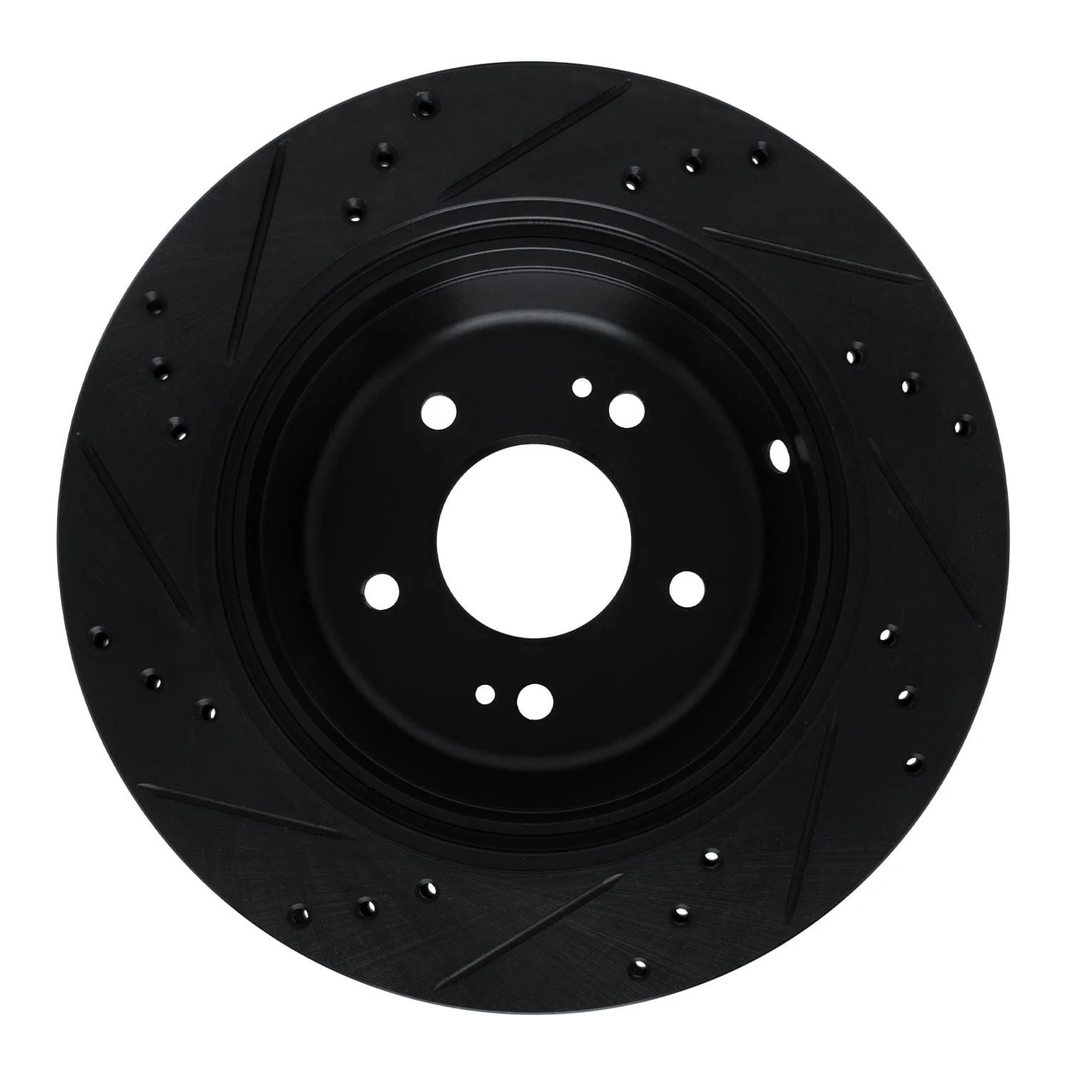 R1 Concepts 11-17 Hyundai Equus Rear Right Drilled & Slotted Black Brake Rotor - Image 2