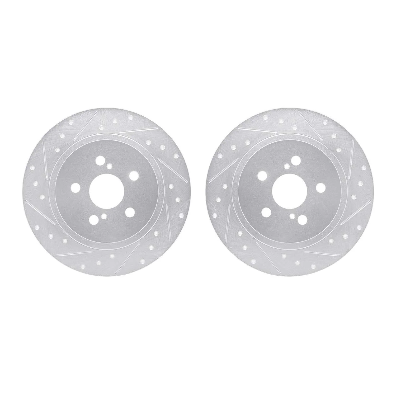 R1 Concepts 11-17 Lexus CT200h Rear Drilled & Slotted Silver Brake Rotor Set