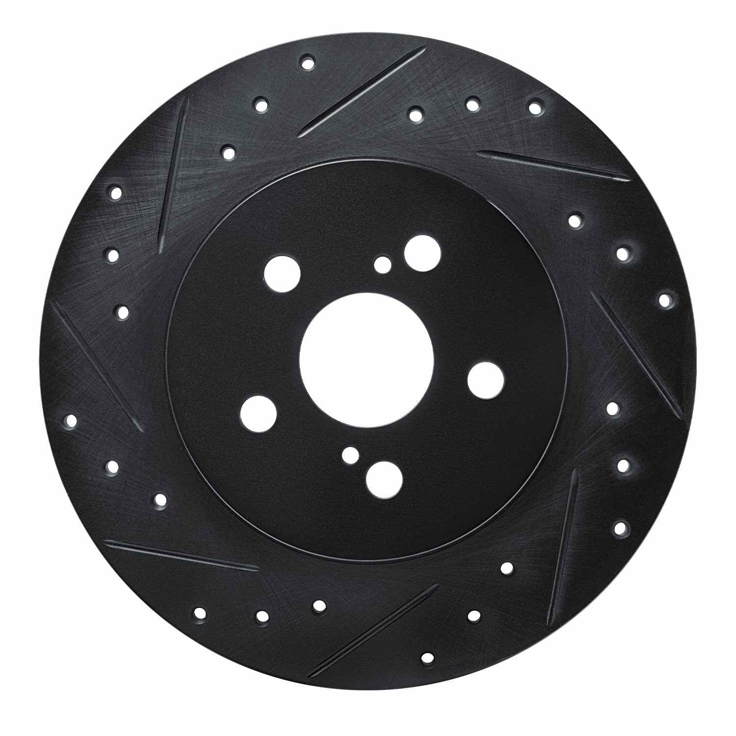R1 Concepts 11-17 Lexus CT200H Rear Left Drilled & Slotted Black Brake Rotor