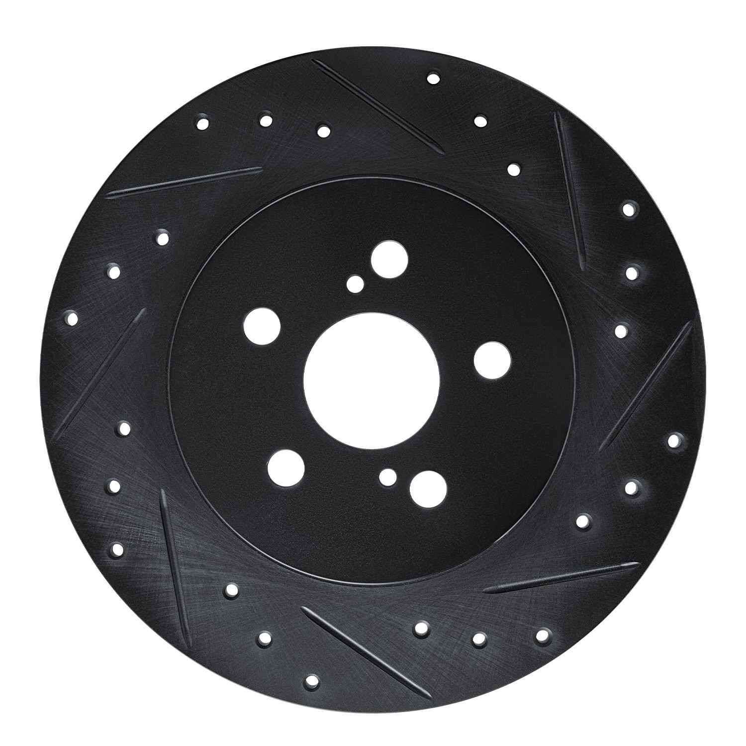 R1 Concepts 11-17 Lexus CT200H Rear Right Drilled & Slotted Black Brake Rotor
