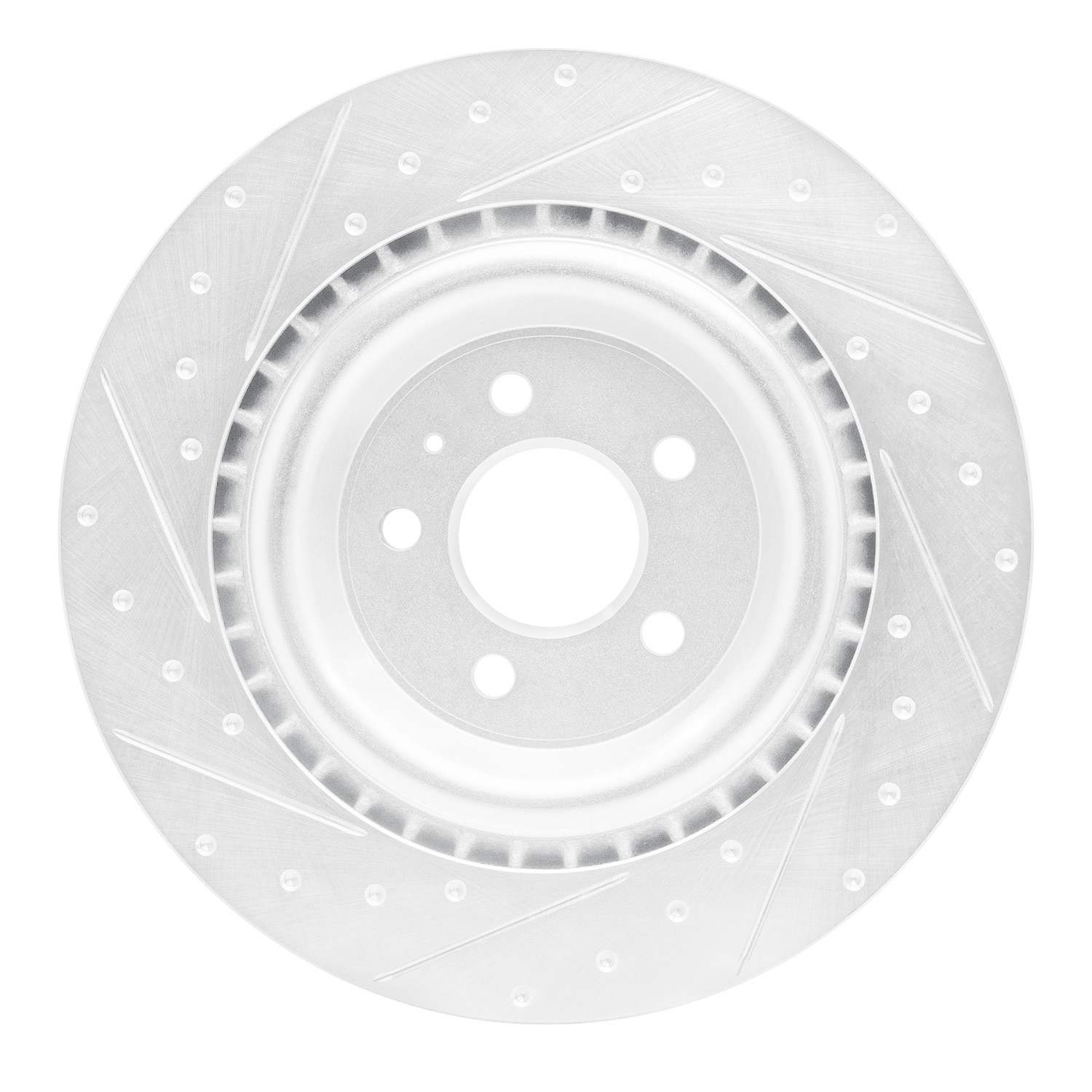R1 Concepts 11-18 Audi S6 Rear Right Drilled & Slotted Silver Brake Rotor - Image 2