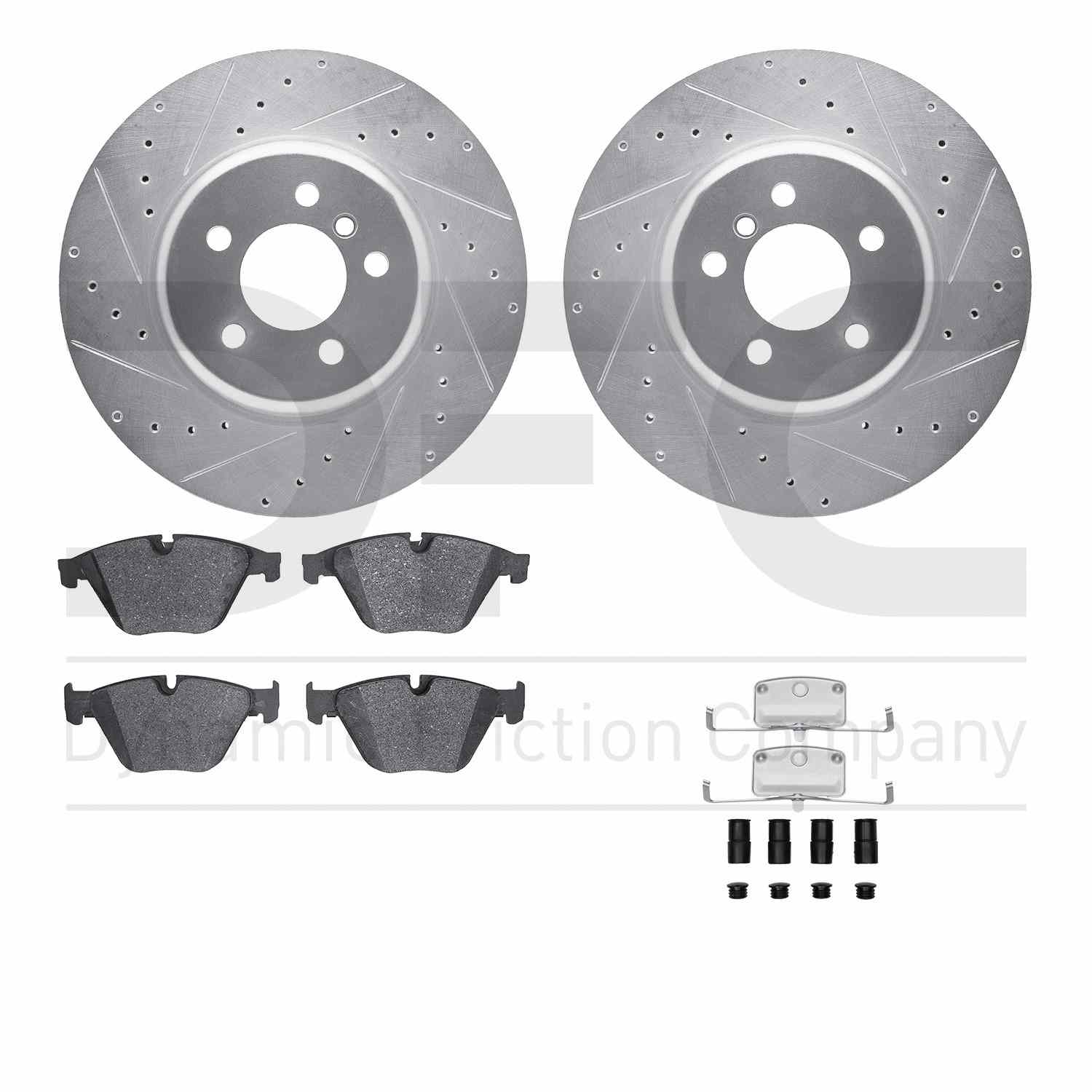 R1 Concepts 11-19 BMW 640i Gran Coupe Front Drill/Slot Silver Rotors w/Euro Ceramic Pads