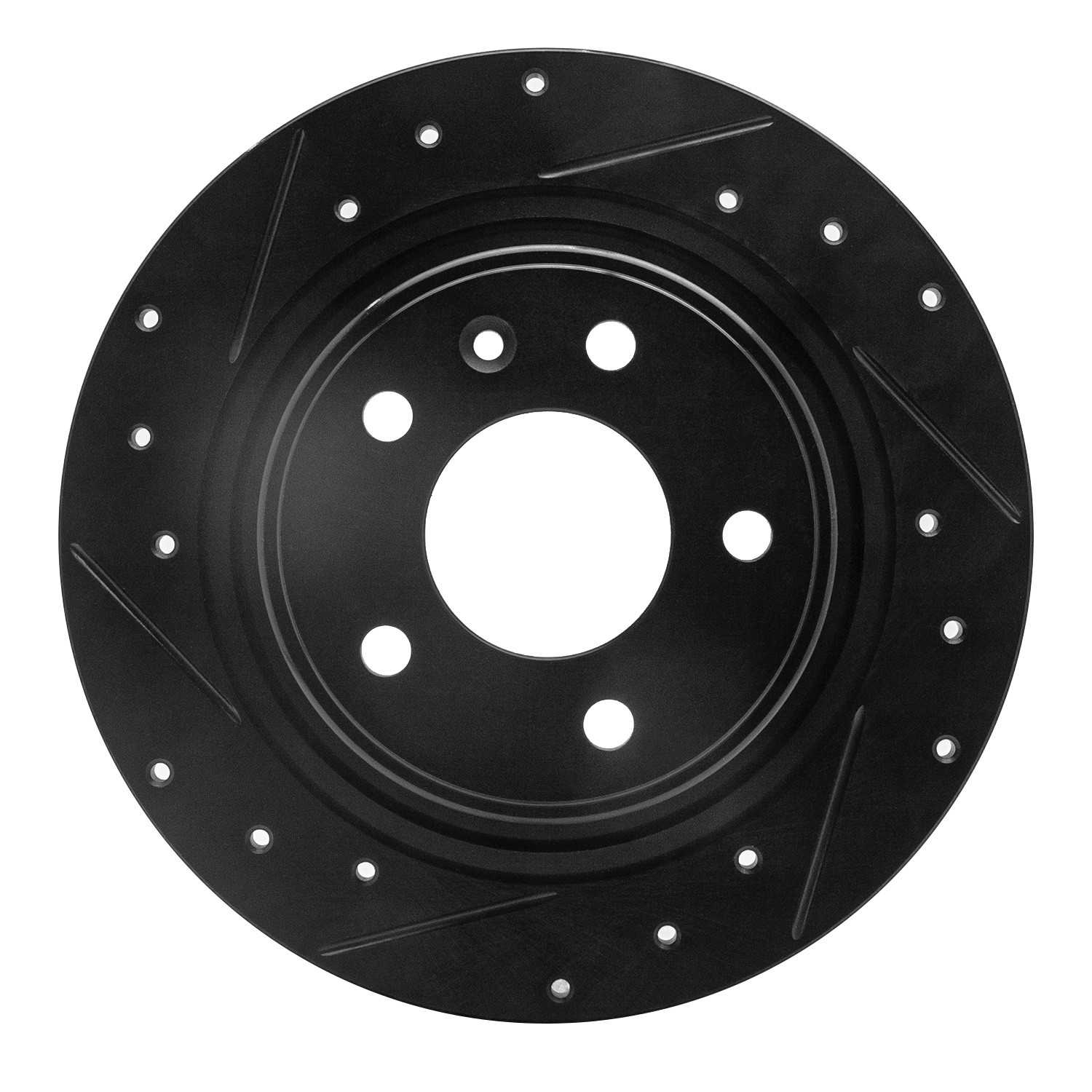 R1 Concepts 11-19 Buick Verano Rear Left Drilled & Slotted Black Brake Rotor