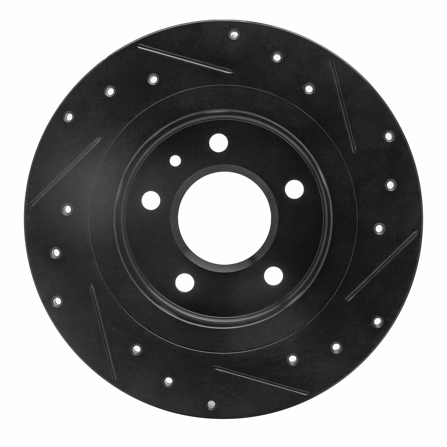 R1 Concepts 11-19 Buick Verano Rear Left Drilled & Slotted Black Brake Rotor - Image 2