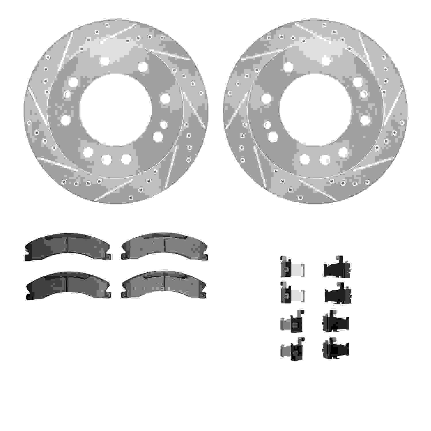 R1 Concepts 11-19 Chevrolet Suburban 3500 HD Front Drill/Slot Silver Rotors w/Super Duty Pads