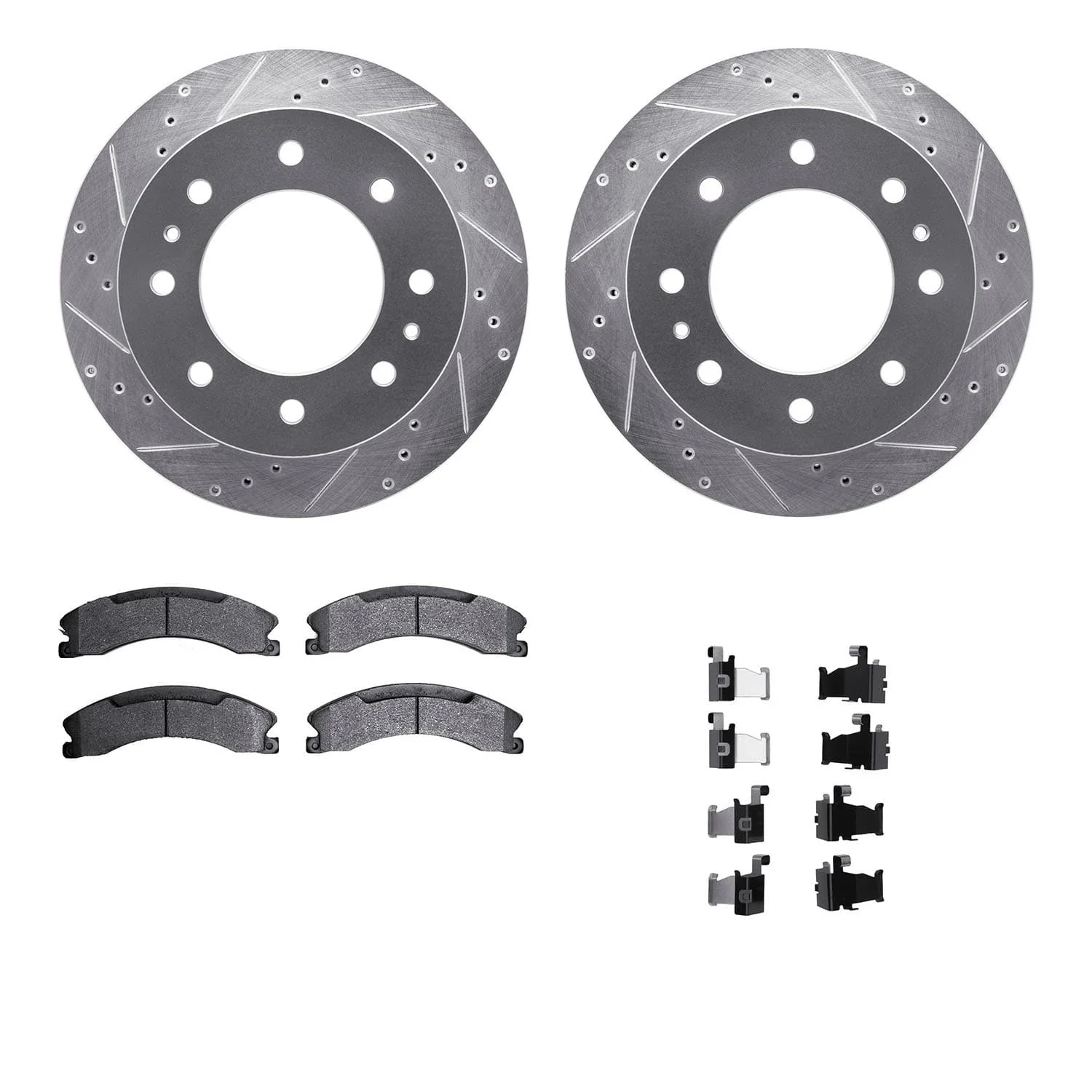 R1 Concepts 11-19 Chevrolet Suburban 3500 HD Rear Drill/Slot Silver Rotors w/Ceramic Pads