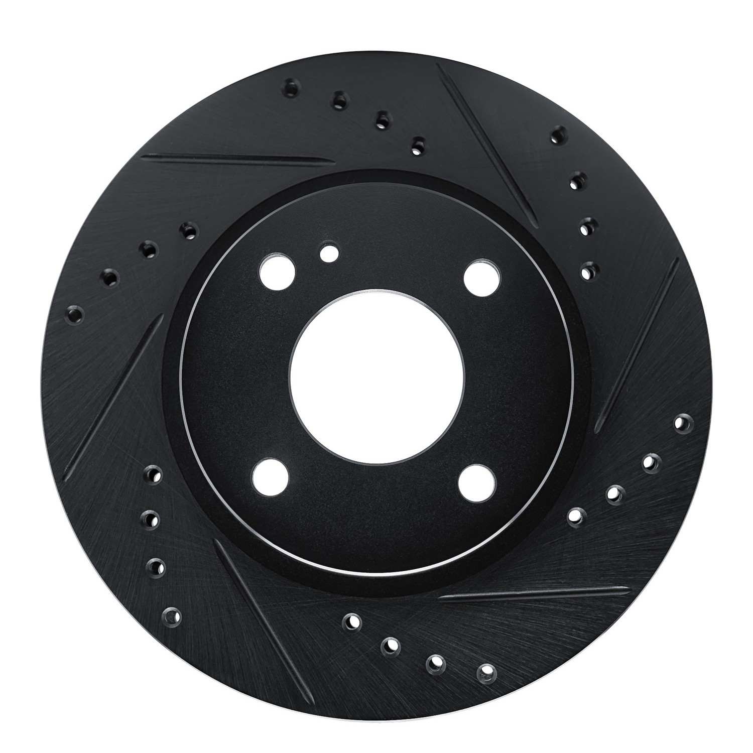 R1 Concepts 11-19 Ford Fiesta (USA/Canada) Front Right Drilled & Slotted Black Brake Rotor