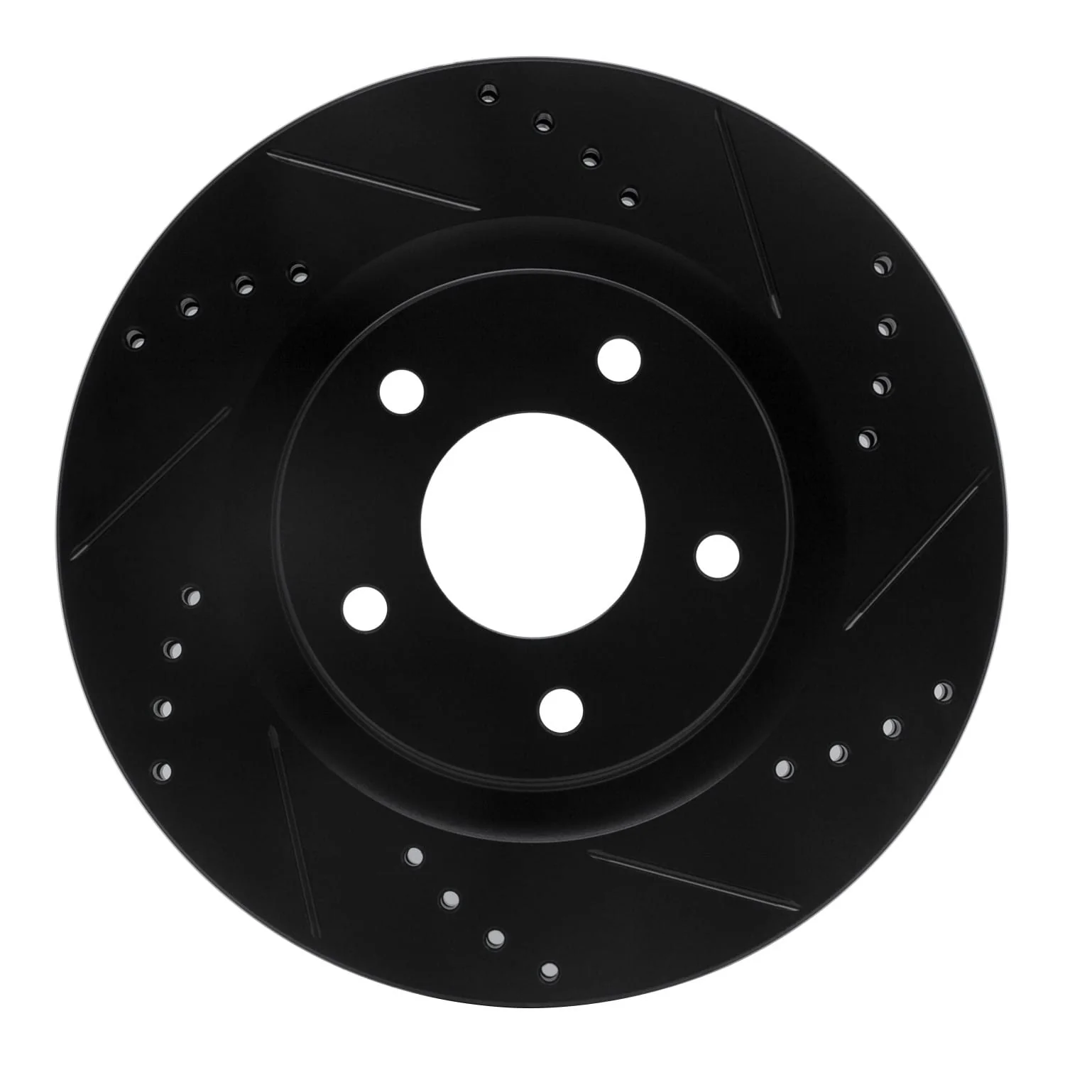 R1 Concepts 11-19 Nissan Juke Front Right Drilled & Slotted Black Brake Rotor