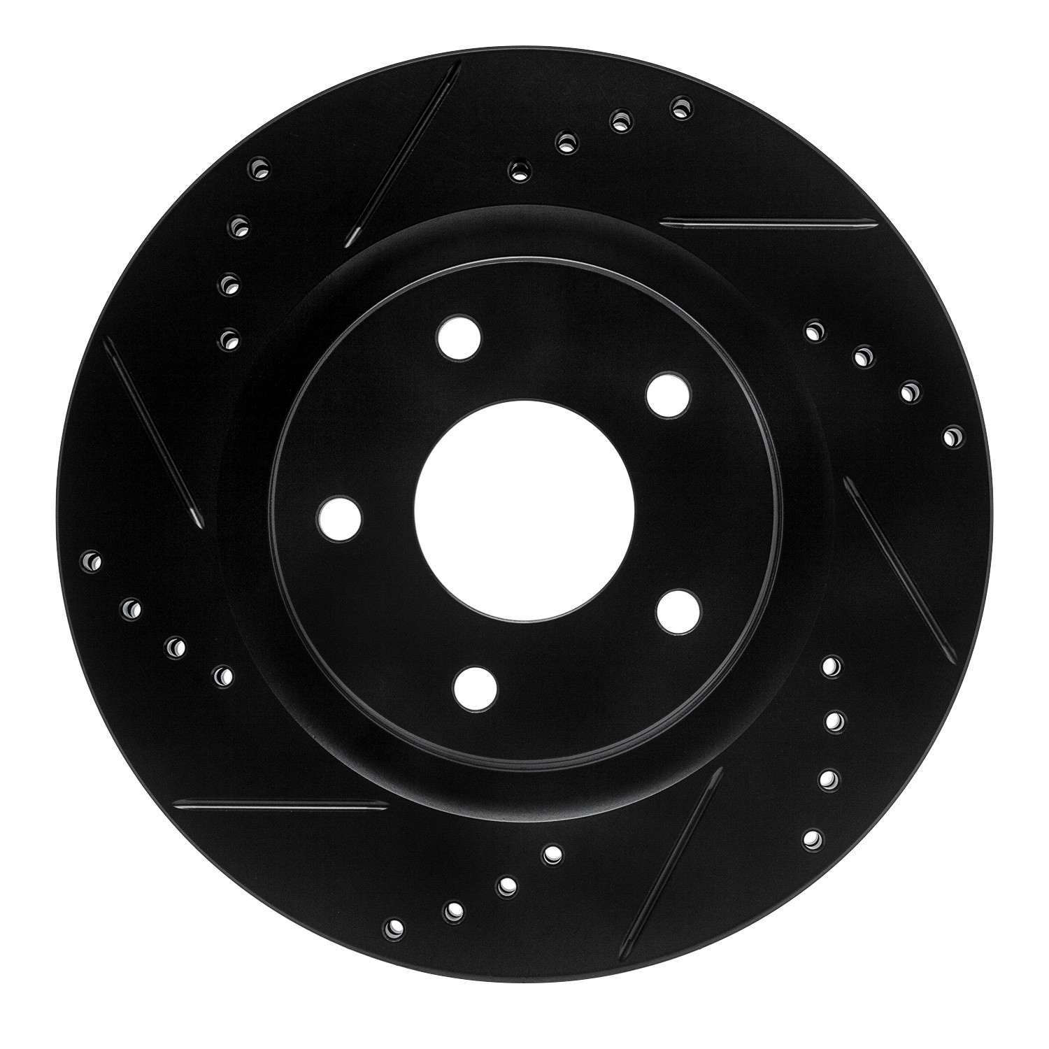 R1 Concepts 11-19 Nissan Sentra Front Left Drilled & Slotted Black Brake Rotor