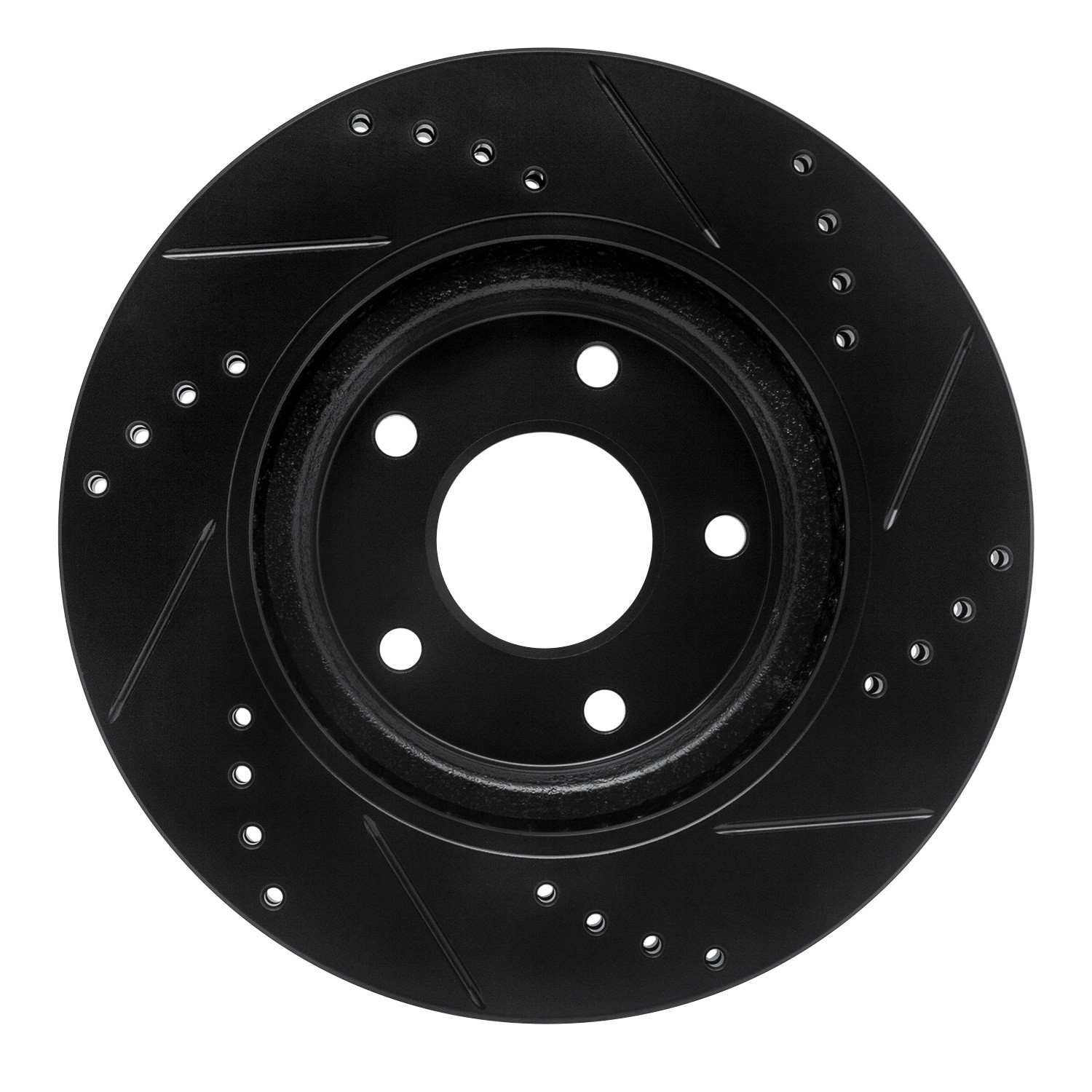 R1 Concepts 11-19 Nissan Sentra Front Left Drilled & Slotted Black Brake Rotor - Image 2