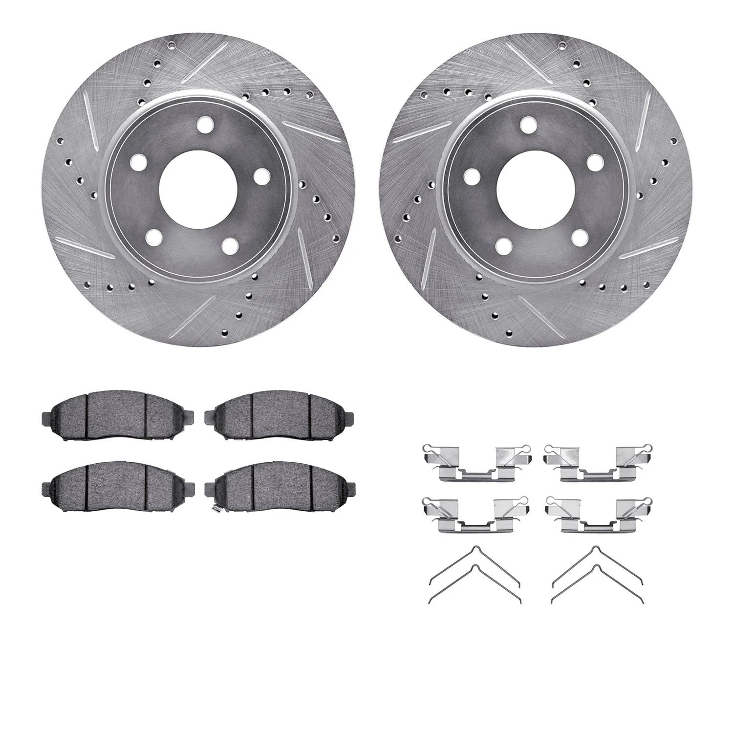 R1 Concepts 11-20 Chevrolet City Express Front Drill/Slot Silver Rotors w/Ceramic Pads