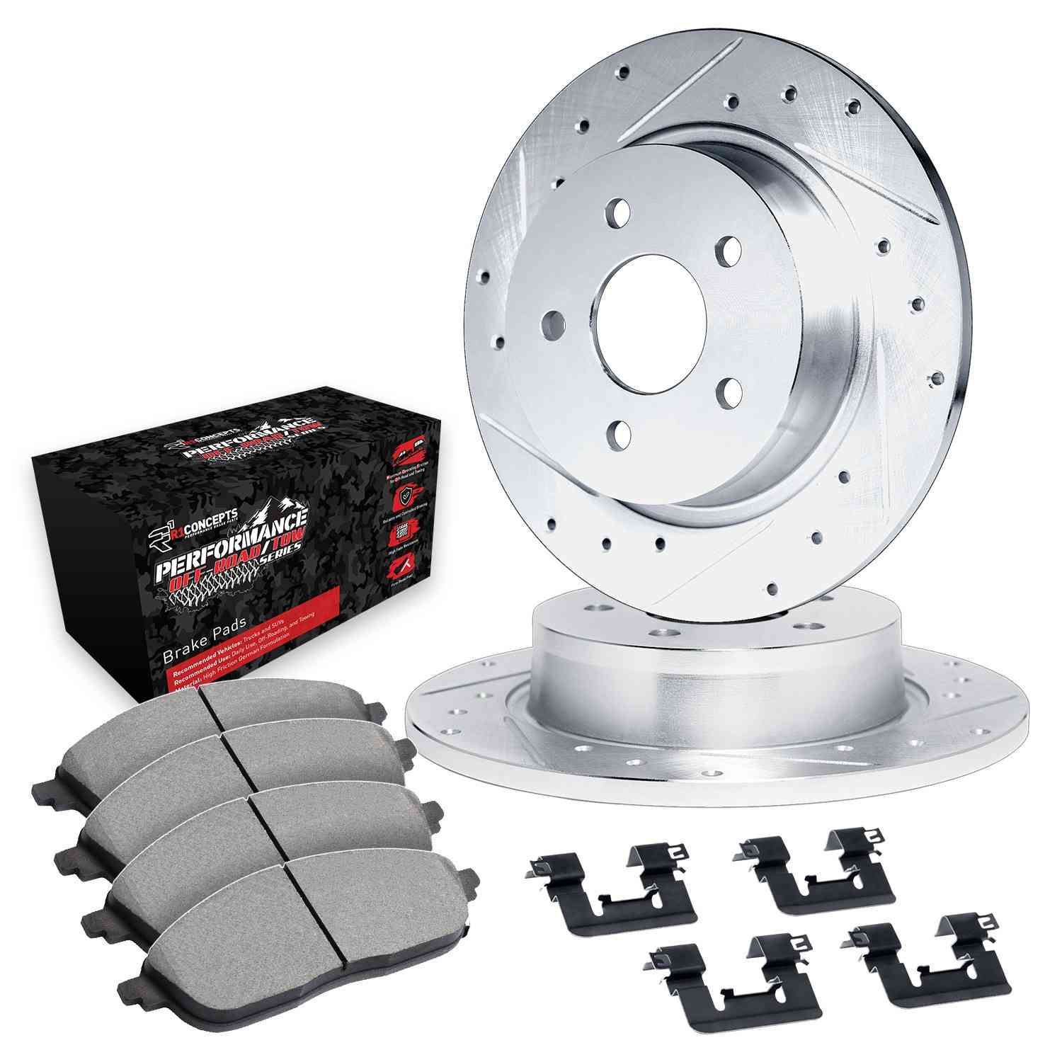 R1 Concepts 11-22 Dodge Durango Rear Drill/Slot Silver Rotors w/Off-Road/Tow Pads - Image 2