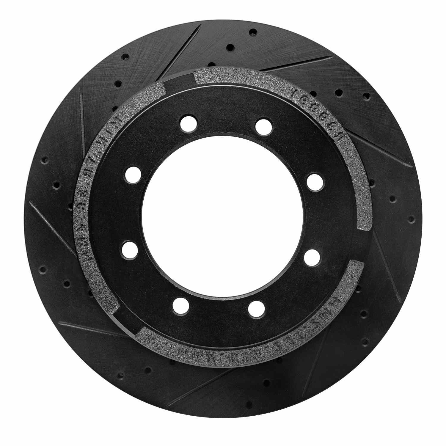 R1 Concepts 11-22 Ford F-350 Super Duty 2WD Rear Left Drilled & Slotted Black Brake Rotor