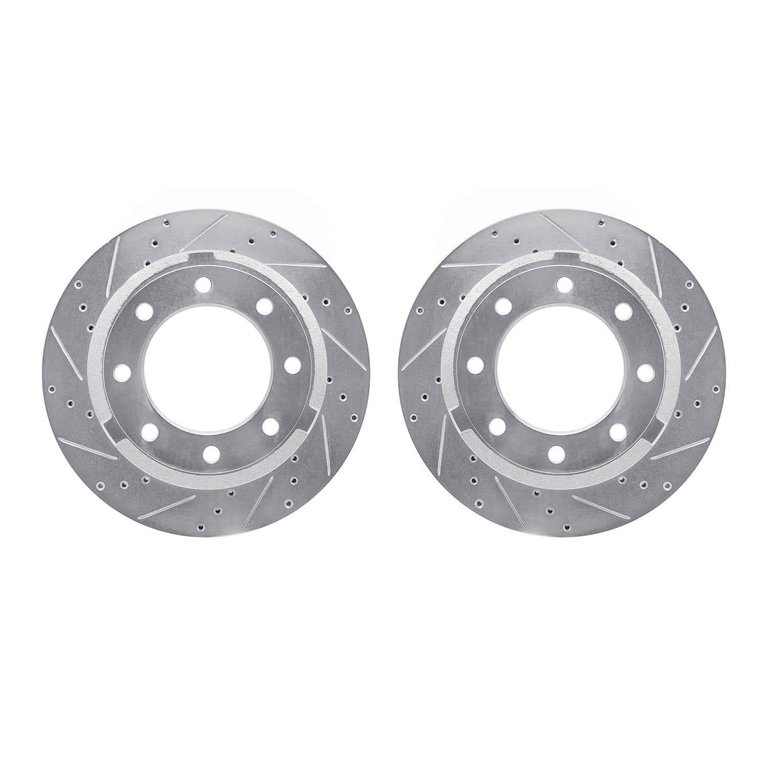 R1 Concepts 11-22 Ford F-350 Super Duty Rear Drilled & Slotted Silver Brake Rotor Set
