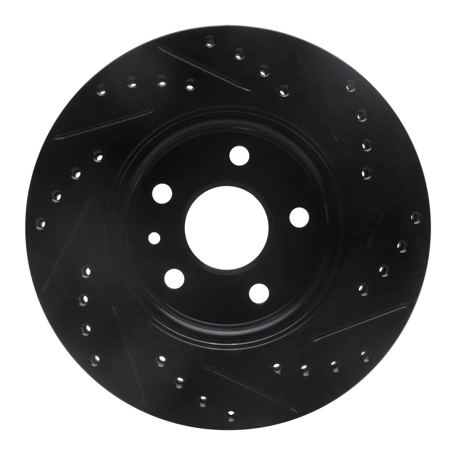 R1 Concepts 11-23 Chevrolet Bolt EUV Front Right Drilled & Slotted Black Brake Rotor - Image 2