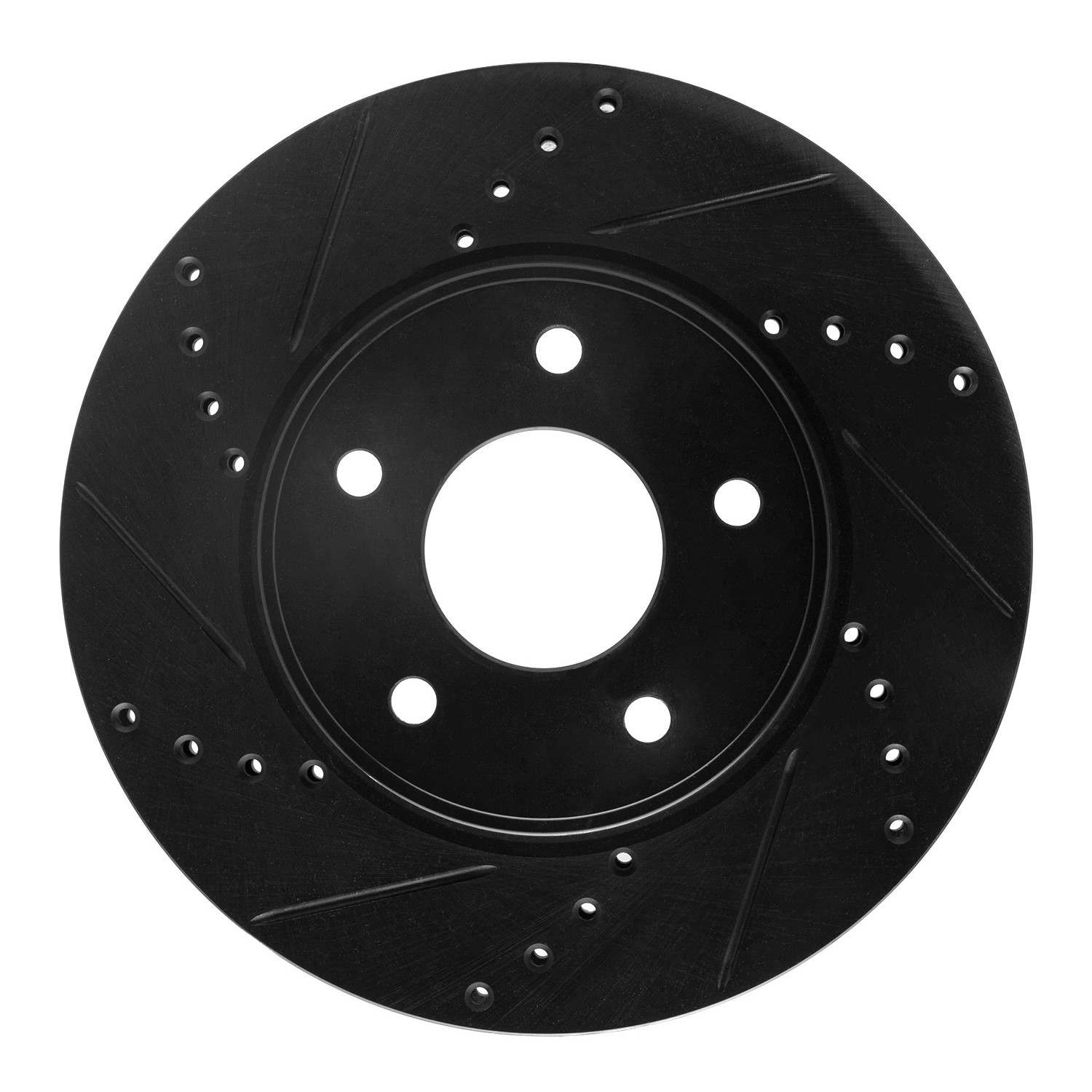 R1 Concepts 11-25 Chevrolet City Express Front Left Drilled & Slotted Black Brake Rotor
