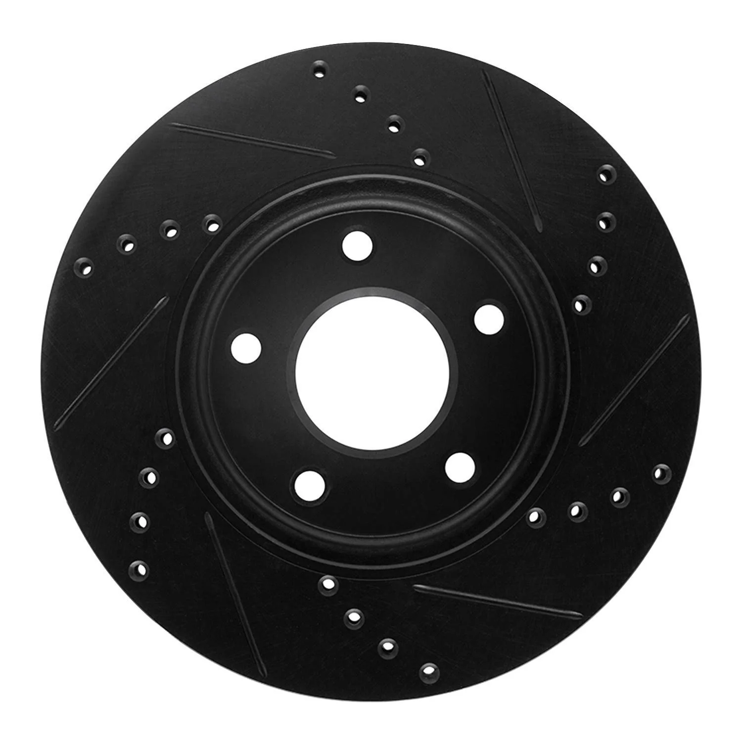R1 Concepts 11-25 Chevrolet City Express Front Left Drilled & Slotted Black Brake Rotor - Image 2