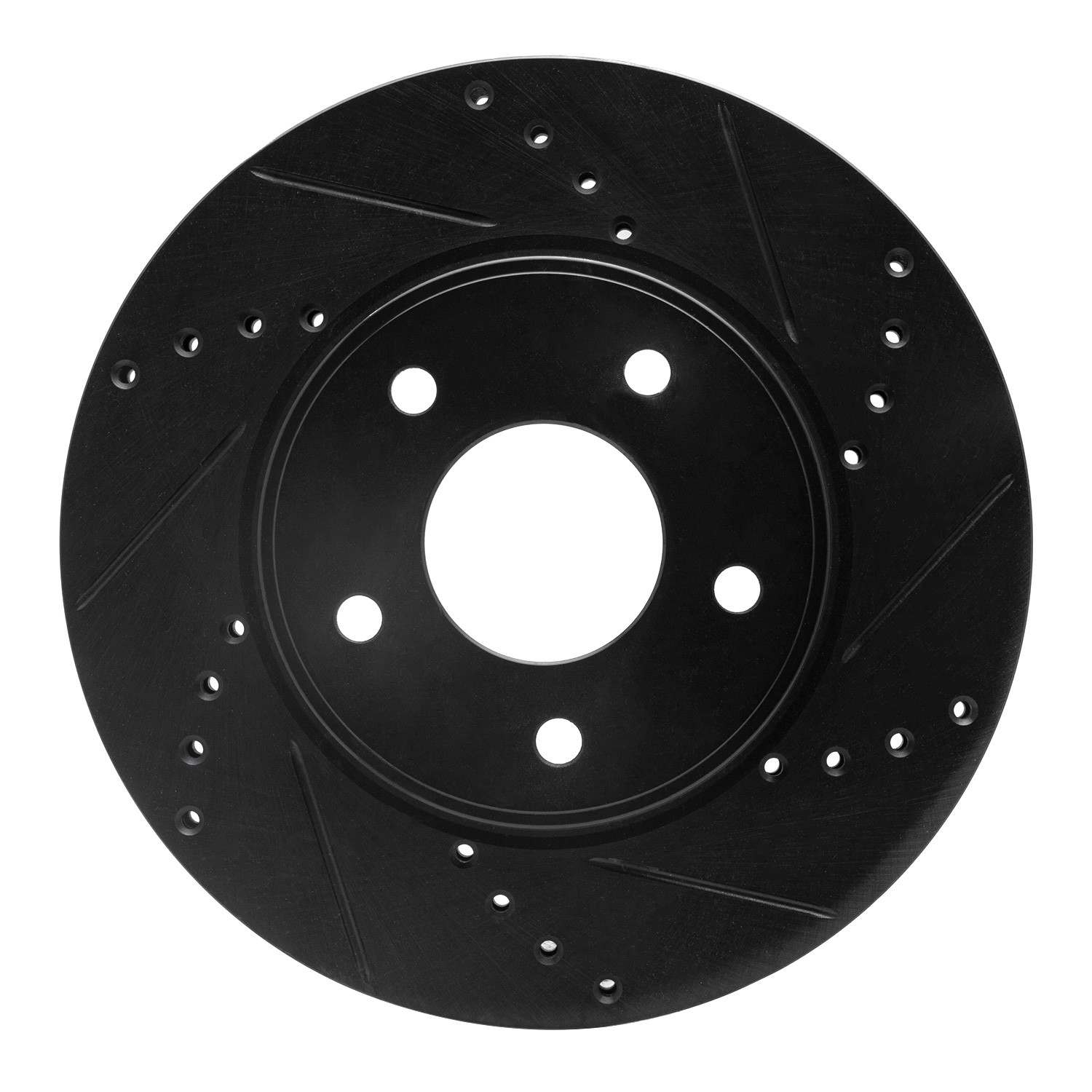 R1 Concepts 11-25 Chevrolet City Express Front Right Drilled & Slotted Black Brake Rotor