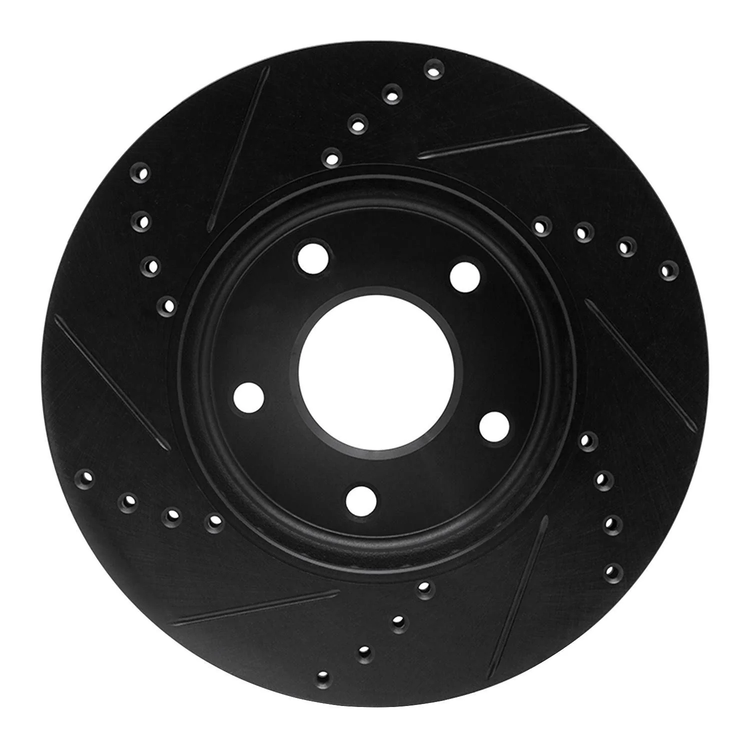 R1 Concepts 11-25 Chevrolet City Express Front Right Drilled & Slotted Black Brake Rotor - Image 2