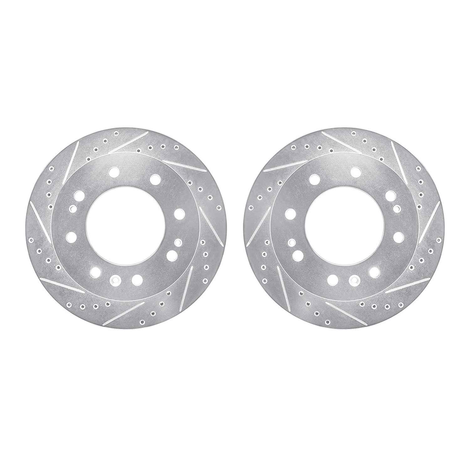 R1 Concepts 11-25 Chevrolet Silverado 3500 HD Front Drilled & Slotted Silver Brake Rotor Set