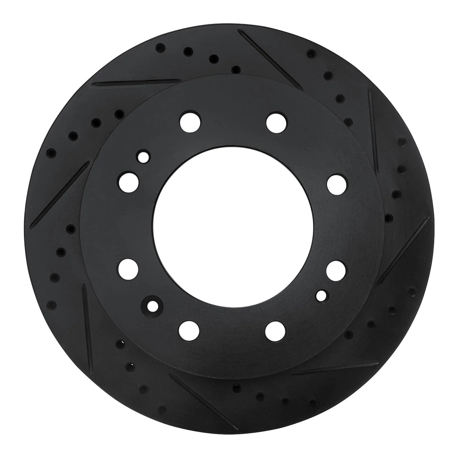 R1 Concepts 11-25 Chevrolet Silverado 3500 HD Front Right Drilled & Slotted Black Brake Rotor