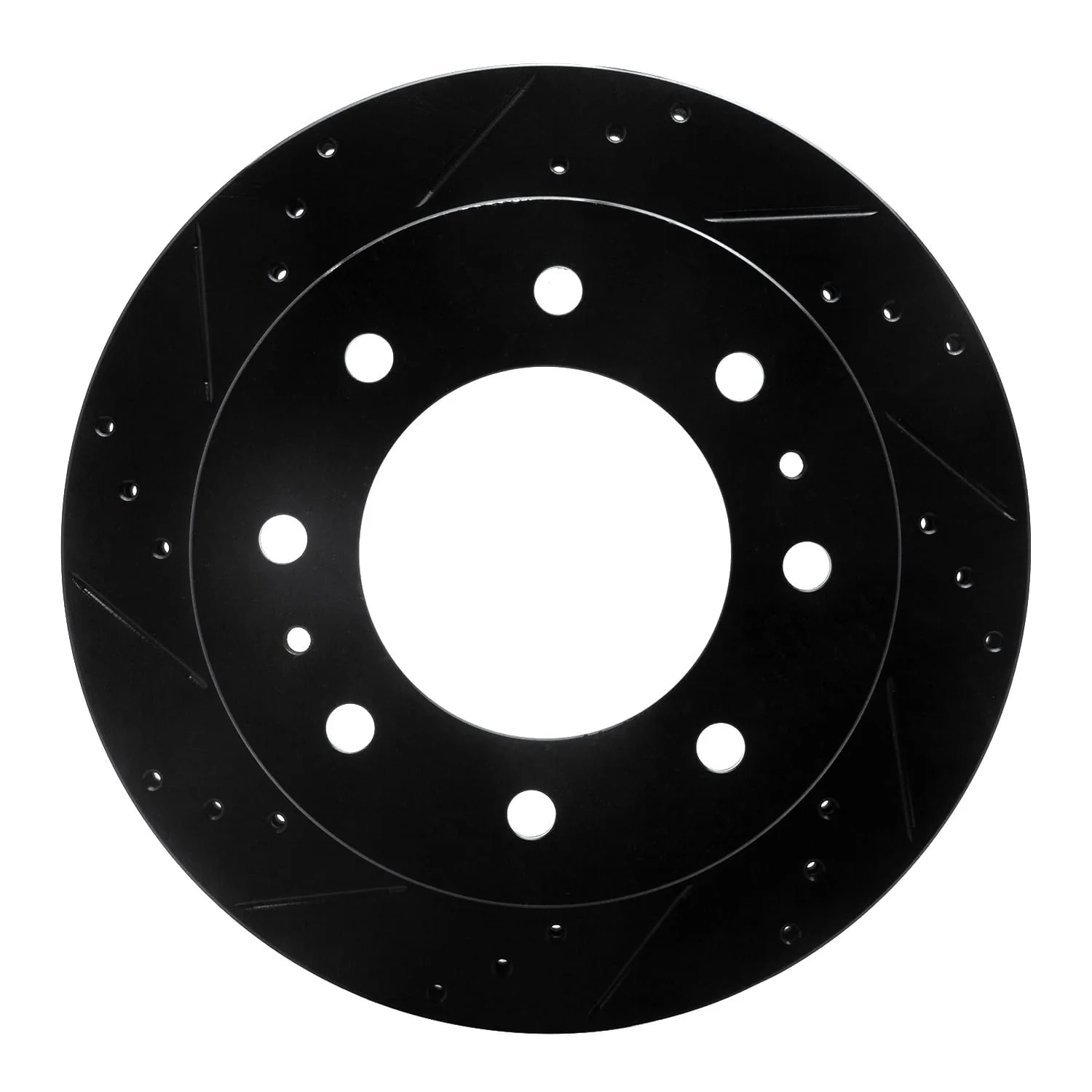R1 Concepts 11-25 Chevrolet Silverado 3500 HD Rear Left Drilled & Slotted Black Brake Rotor