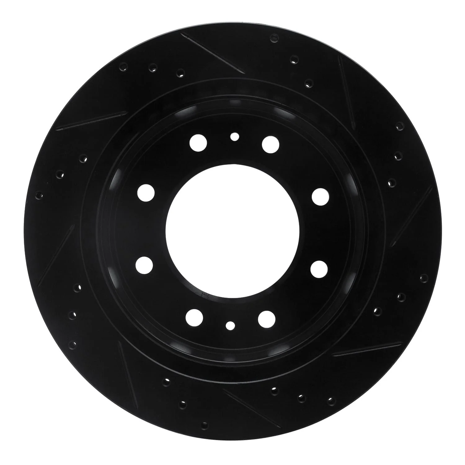 R1 Concepts 11-25 Chevrolet Silverado 3500 HD Rear Left Drilled & Slotted Black Brake Rotor - Image 2