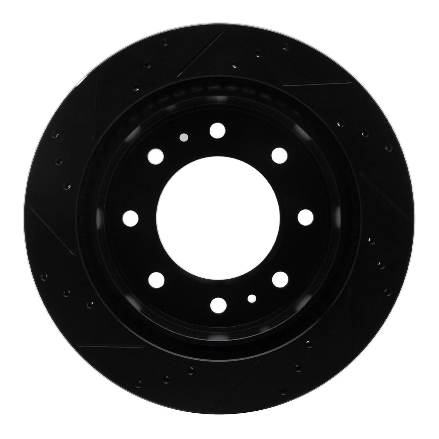 R1 Concepts 11-25 Chevrolet Silverado 3500 HD Rear Right Drilled & Slotted Black Brake Rotor - Image 2
