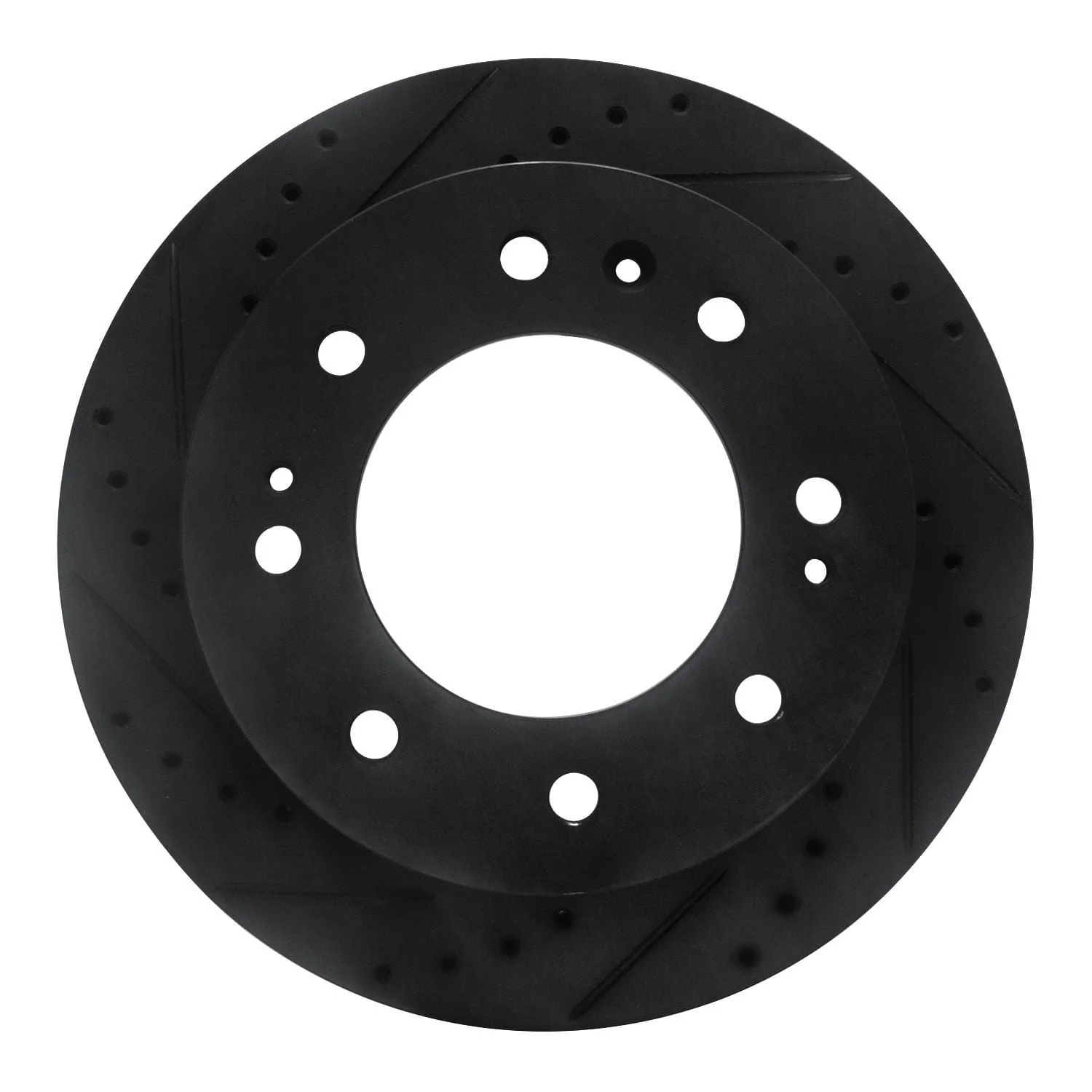 R1 Concepts 11-25 Chevrolet Suburban 3500 HD Front Left Drilled & Slotted Black Brake Rotor