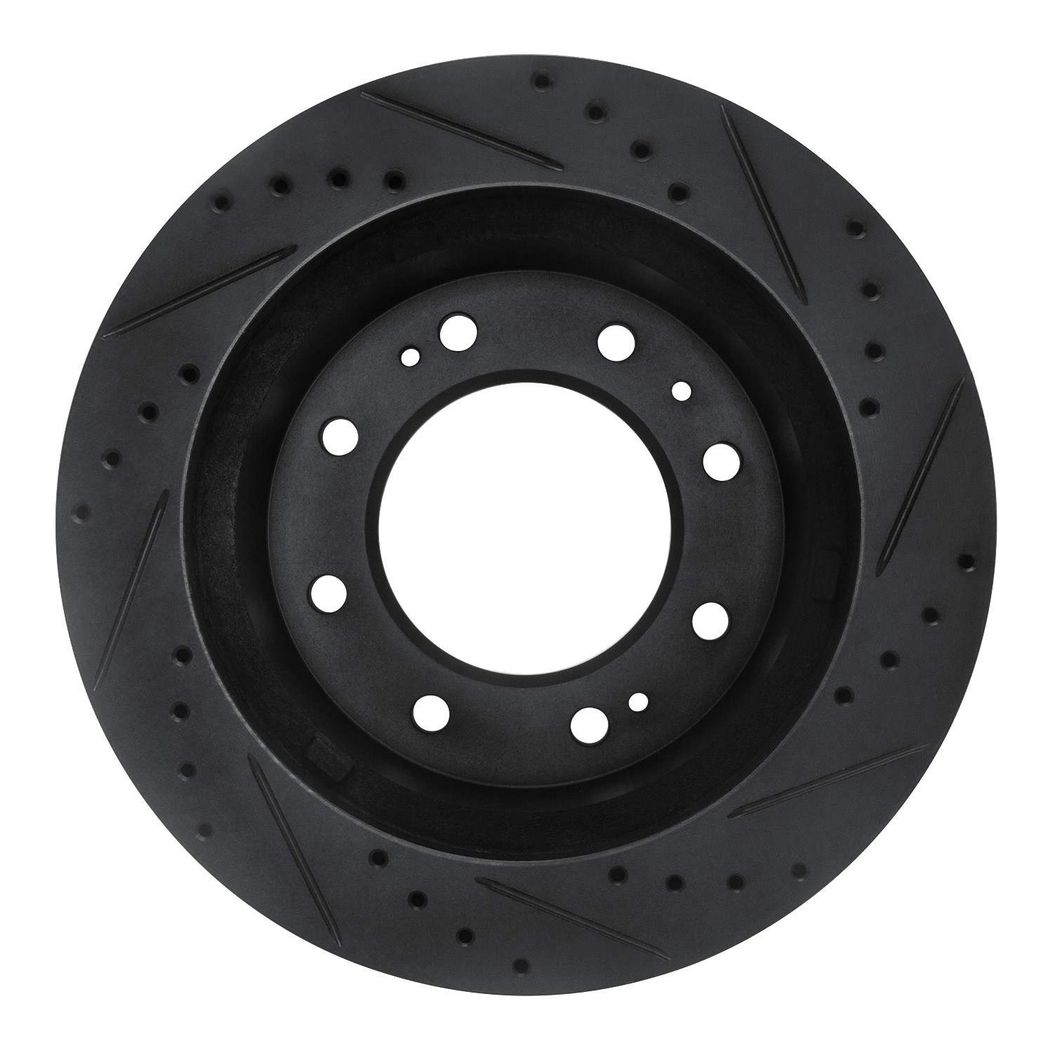 R1 Concepts 11-25 Chevrolet Suburban 3500 HD Front Left Drilled & Slotted Black Brake Rotor - Image 2