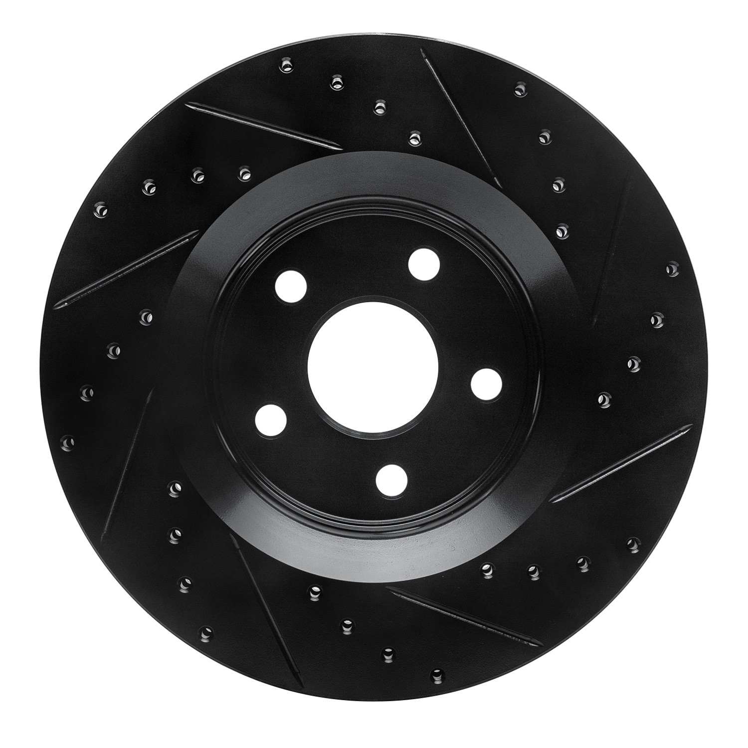 R1 Concepts 11-25 Dodge Durango Front Left Drilled & Slotted Black Brake Rotor - Image 2