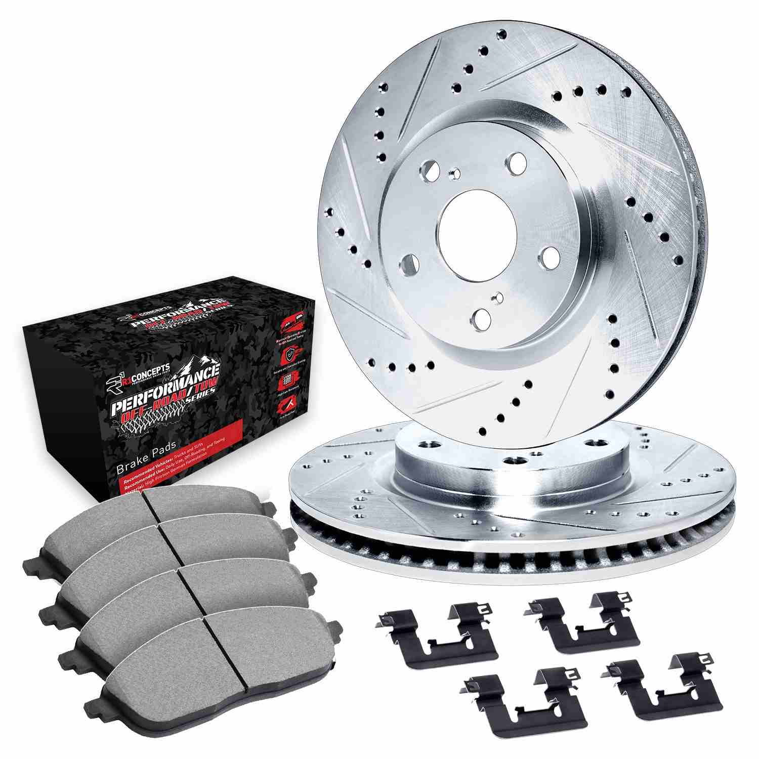 R1 Concepts 11-25 Dodge Durango Rear Drill/Slot Silver Rotors w/Off-Road/Tow Pads - Image 2
