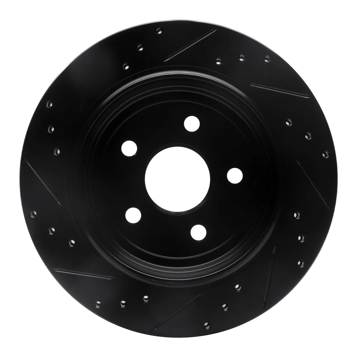 R1 Concepts 11-25 Dodge Durango Rear Right Drilled & Slotted Black Brake Rotor - Image 2