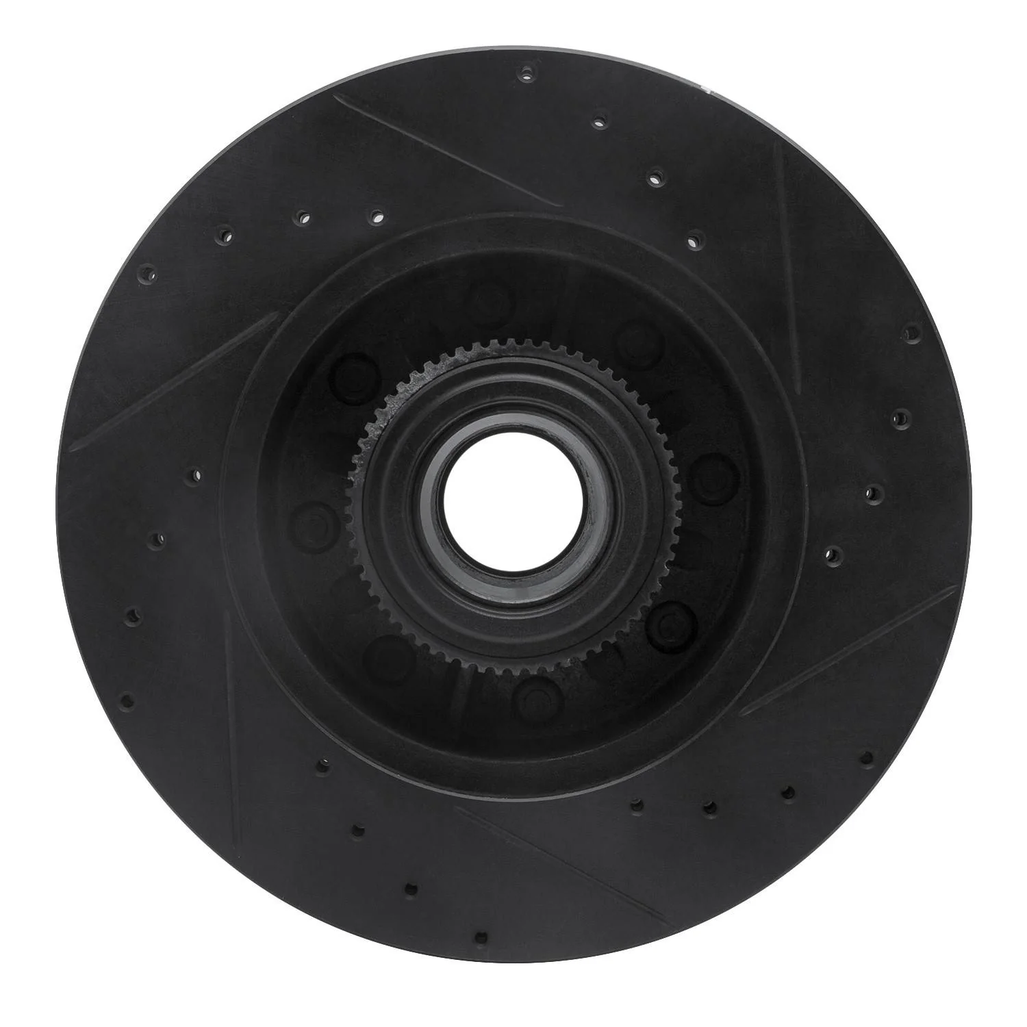 R1 Concepts 11-25 Ford F-250 2WD (Super Duty) Front Left Drilled & Slotted Black Brake Rotor - Image 2